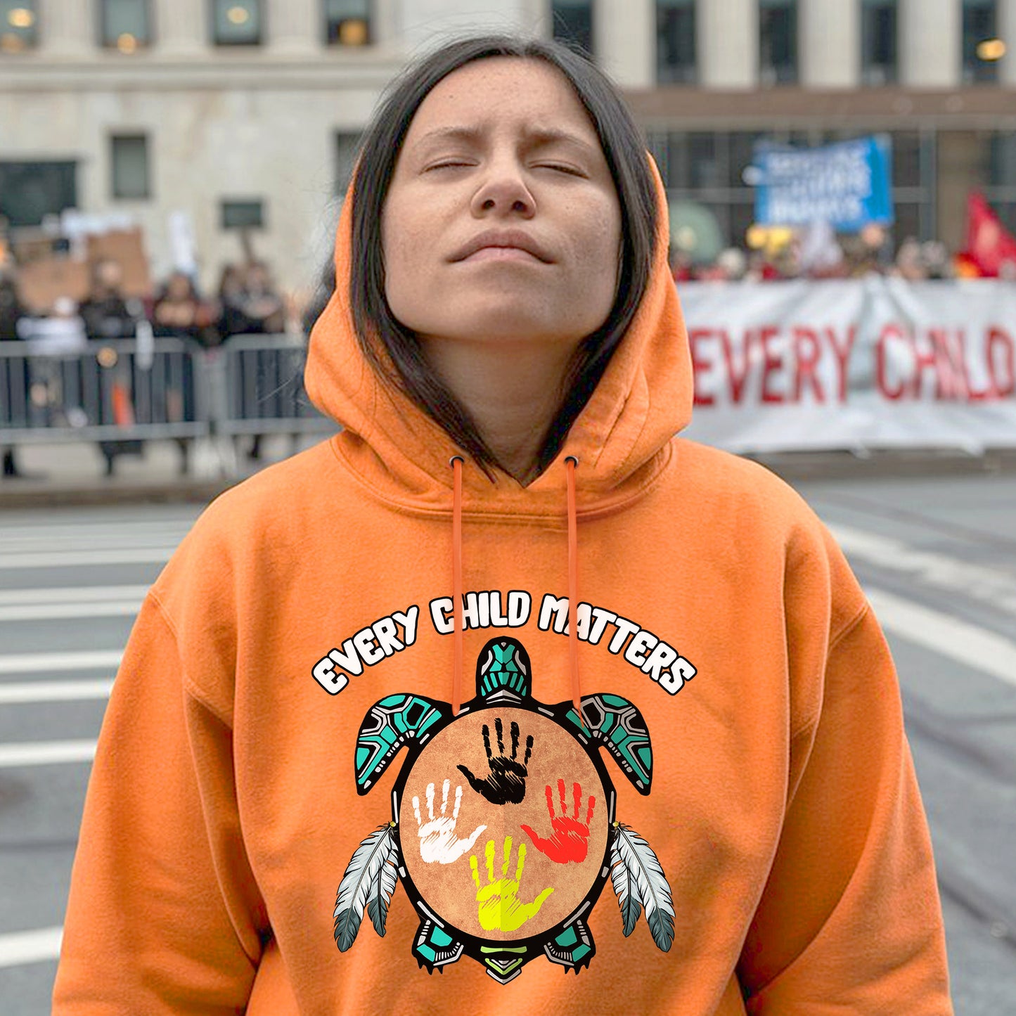 Every Child Matters Feather Hand Color On Turtle Unisex T-Shirt/Hoodie/Sweatshirt 067