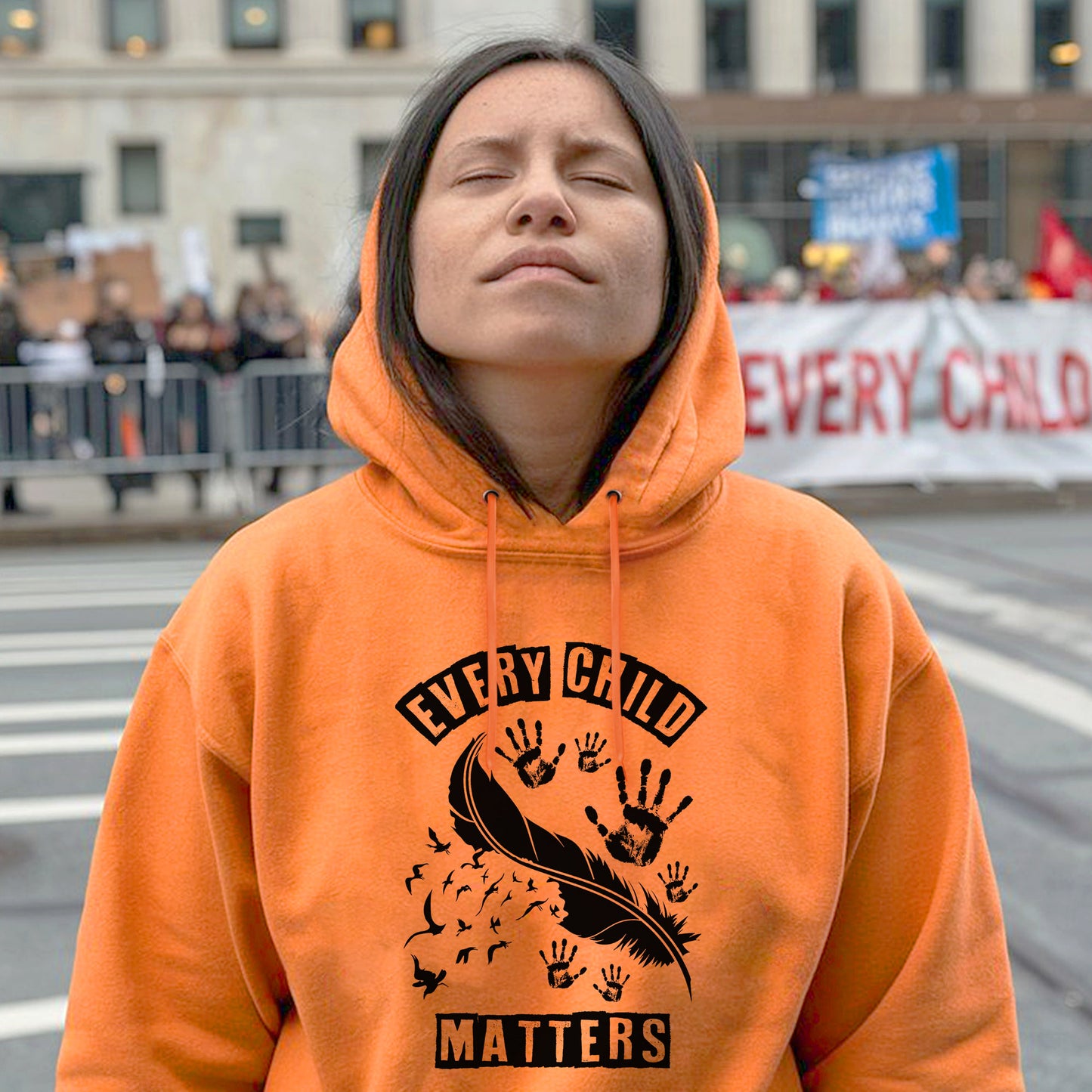Every Child Matters Feather & Handprints For Orange Shirt Day Unisex T-Shirt/Hoodie/Sweatshirt 170
