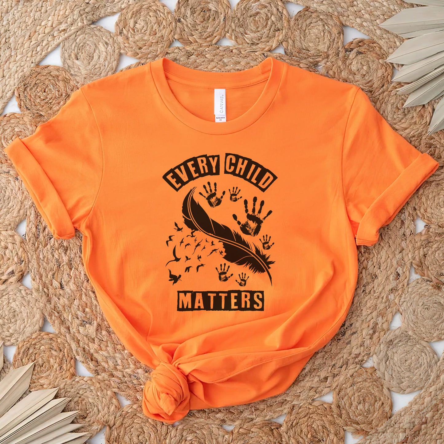 Every Child Matters Feather & Handprints For Orange Shirt Day Unisex T-Shirt/Hoodie/Sweatshirt 170