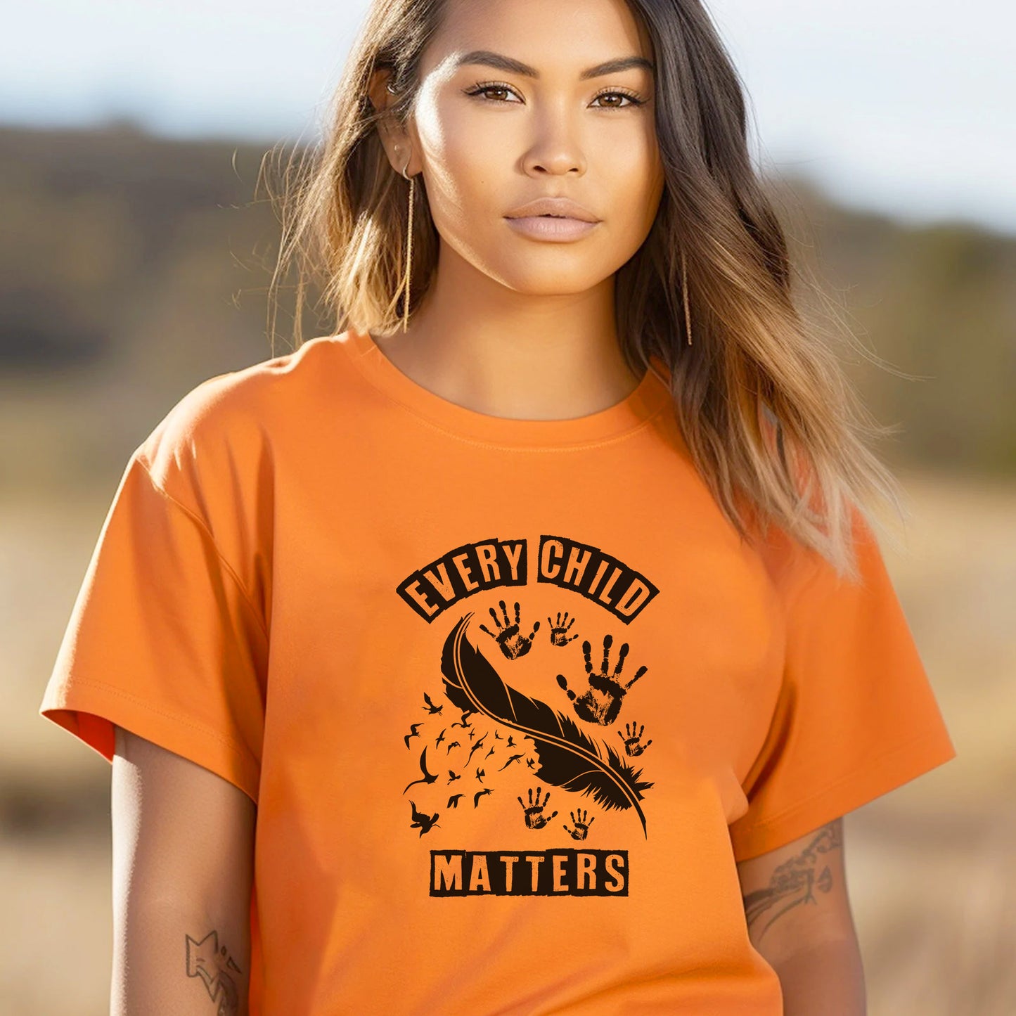 Every Child Matters Feather & Handprints For Orange Shirt Day Unisex T-Shirt/Hoodie/Sweatshirt 170