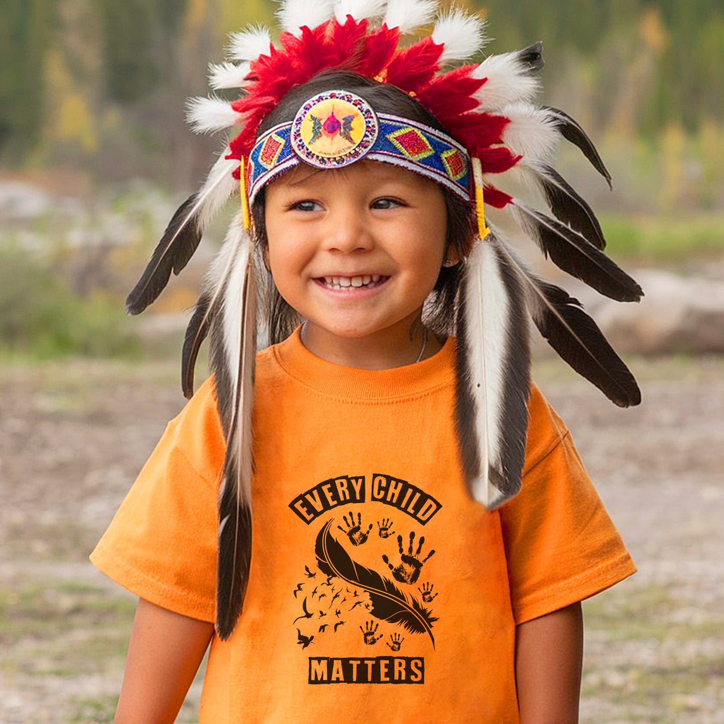 Every Child Matters Feather & Handprints For Orange Shirt Day Unisex T-Shirt/Hoodie/Sweatshirt 170