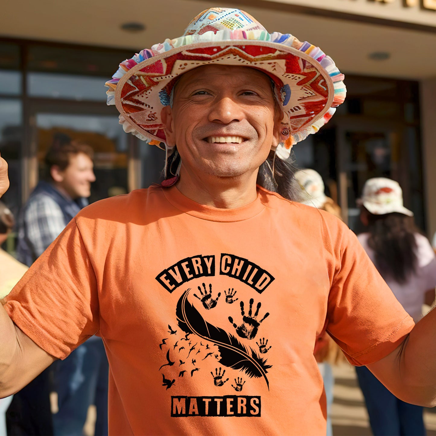 Every Child Matters Feather & Handprints For Orange Shirt Day Unisex T-Shirt/Hoodie/Sweatshirt 170