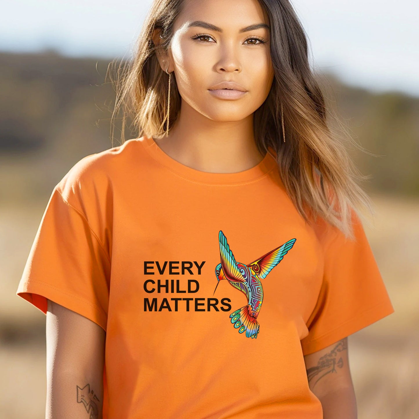 Every Child Matters Tribal Hummingbird For Orange Shirt Day Unisex T-Shirt/Hoodie/Sweatshirt 180