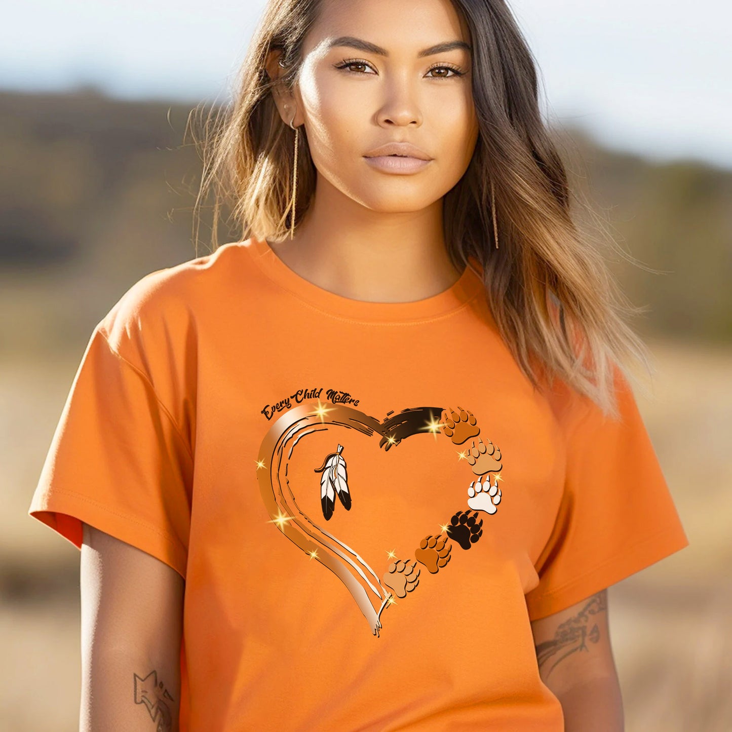 Every Child Matters Bear Tracks Heart For Orange Shirt Day Unisex T-Shirt/Hoodie/Sweatshirt 181