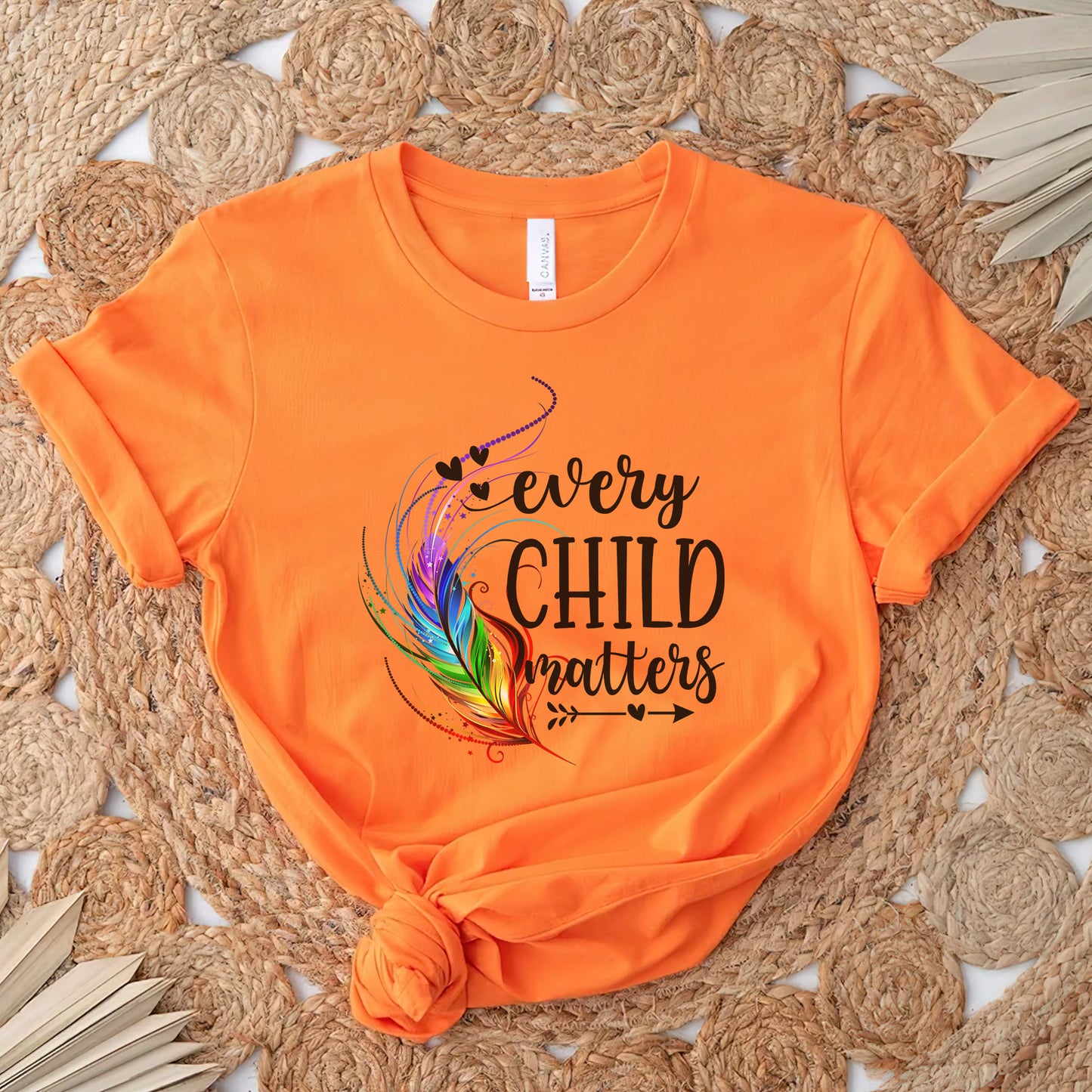 Every Child Matters Rainbow Feather For Orange Shirt Day Unisex T-Shirt/Hoodie/Sweatshirt 186