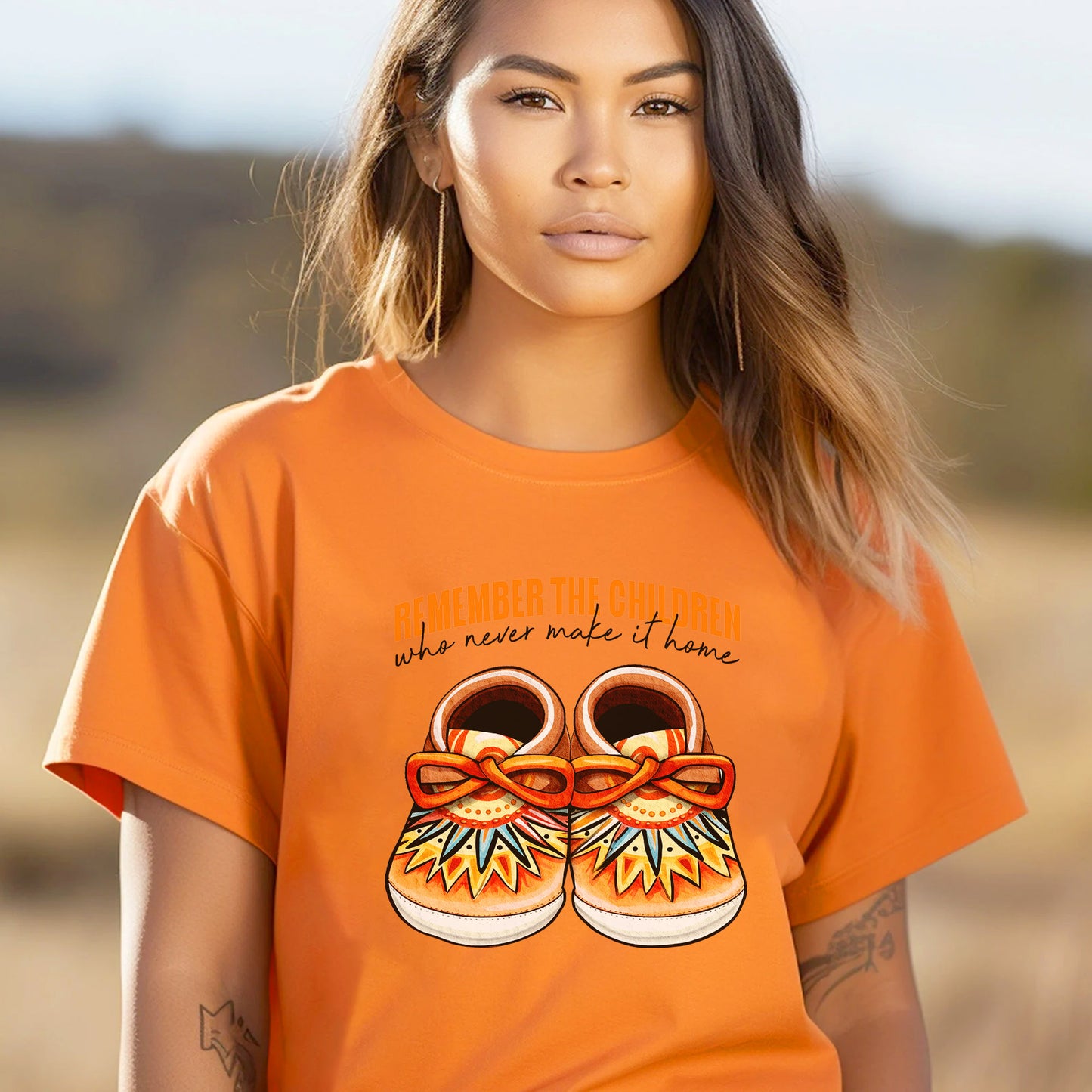 Remember the Children Orange Moccasins For Orange Shirt Day Unisex T-Shirt/Hoodie/Sweatshirt 201