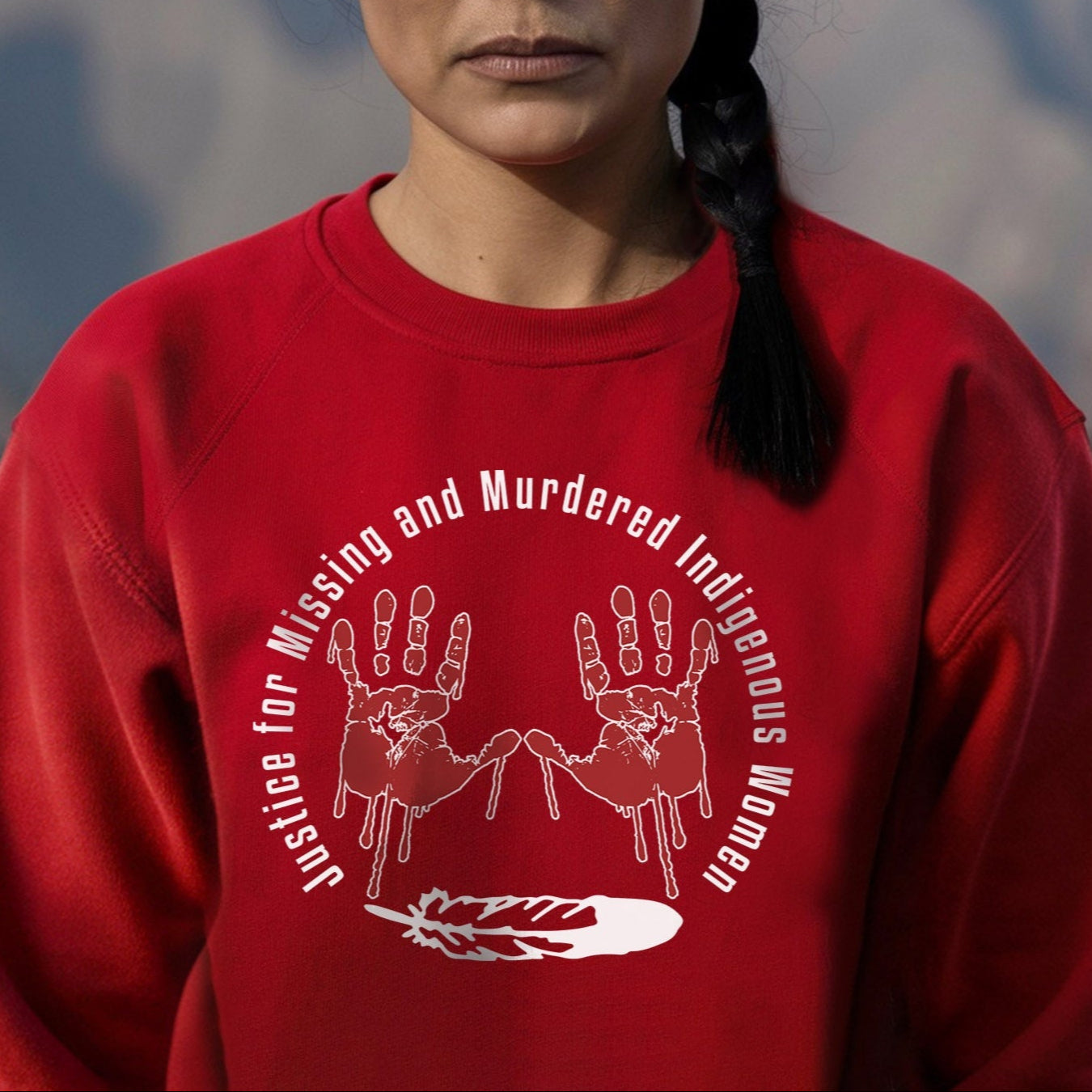 MMIW Awareness Justice For MMIW Red Hands Unisex T-Shirt/T-Shirt V-Neck/Hoodie/Sweatshirt