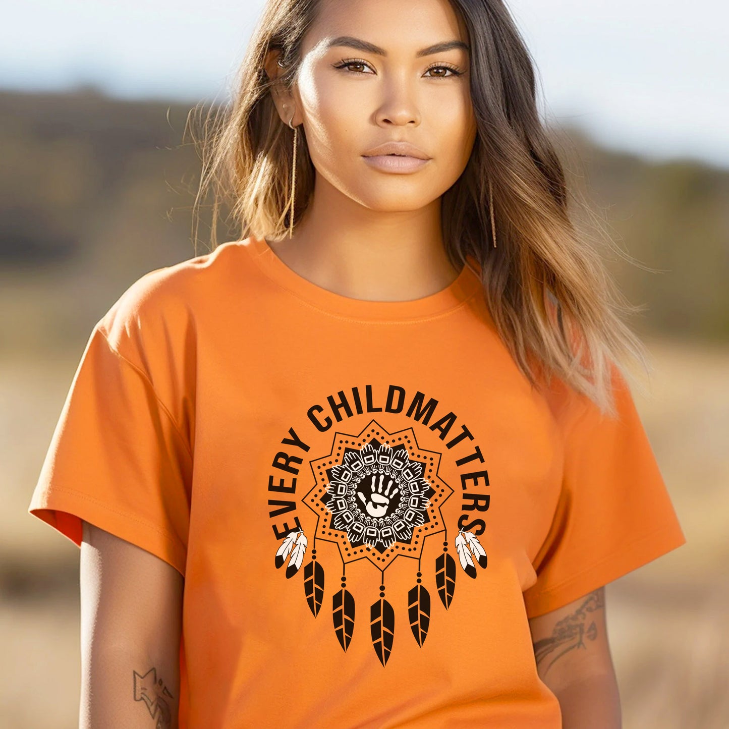 Dreamcatcher Handprint Every Child Matters For Orange Shirt Day Unisex T-Shirt/Hoodie/Sweatshirt 265