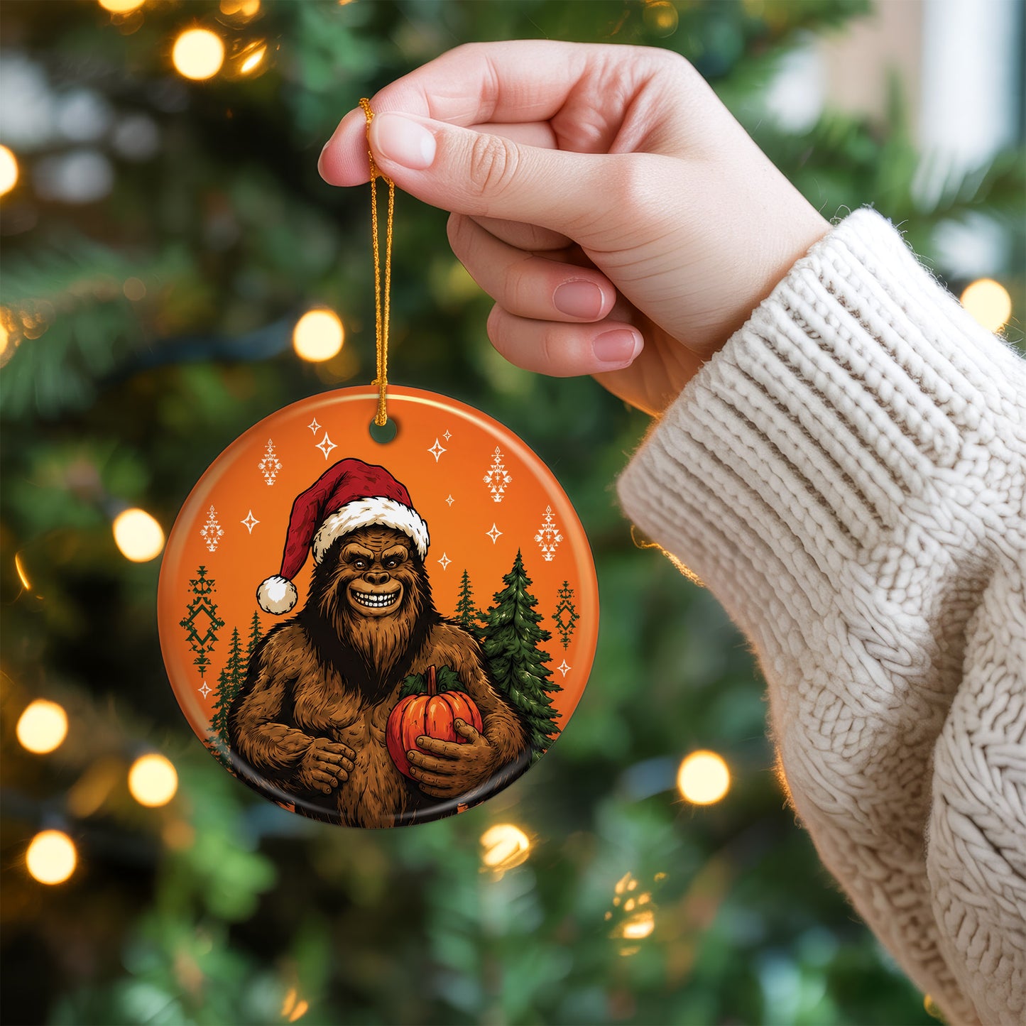 Bigfoot Christmas Ornament Ceramic Native Inspired Sasquatch Holiday Decoration Gift