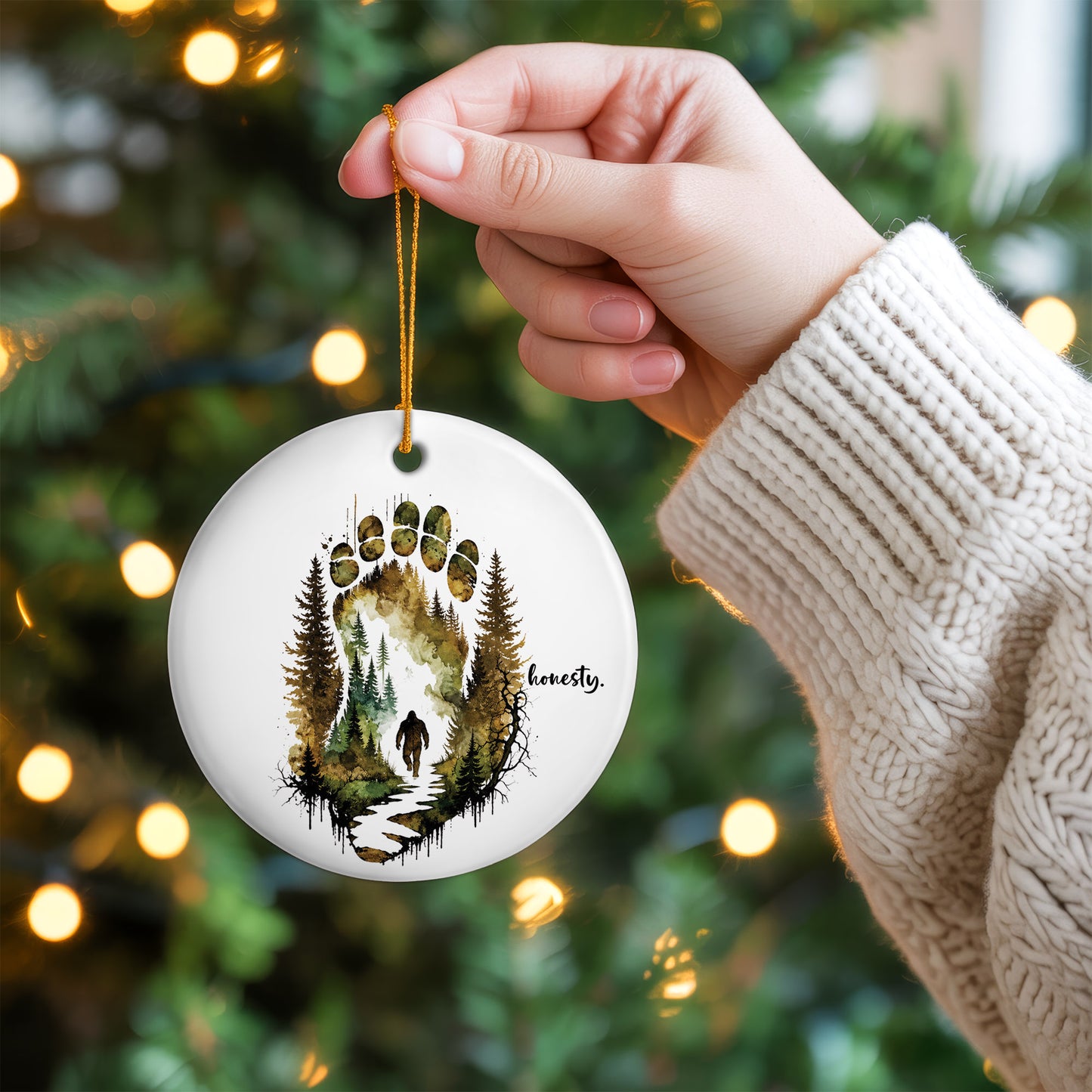 Honesty Bear Paw Ceramic Christmas Ornament Wildlife Forest Holiday Tree Decoration Gift