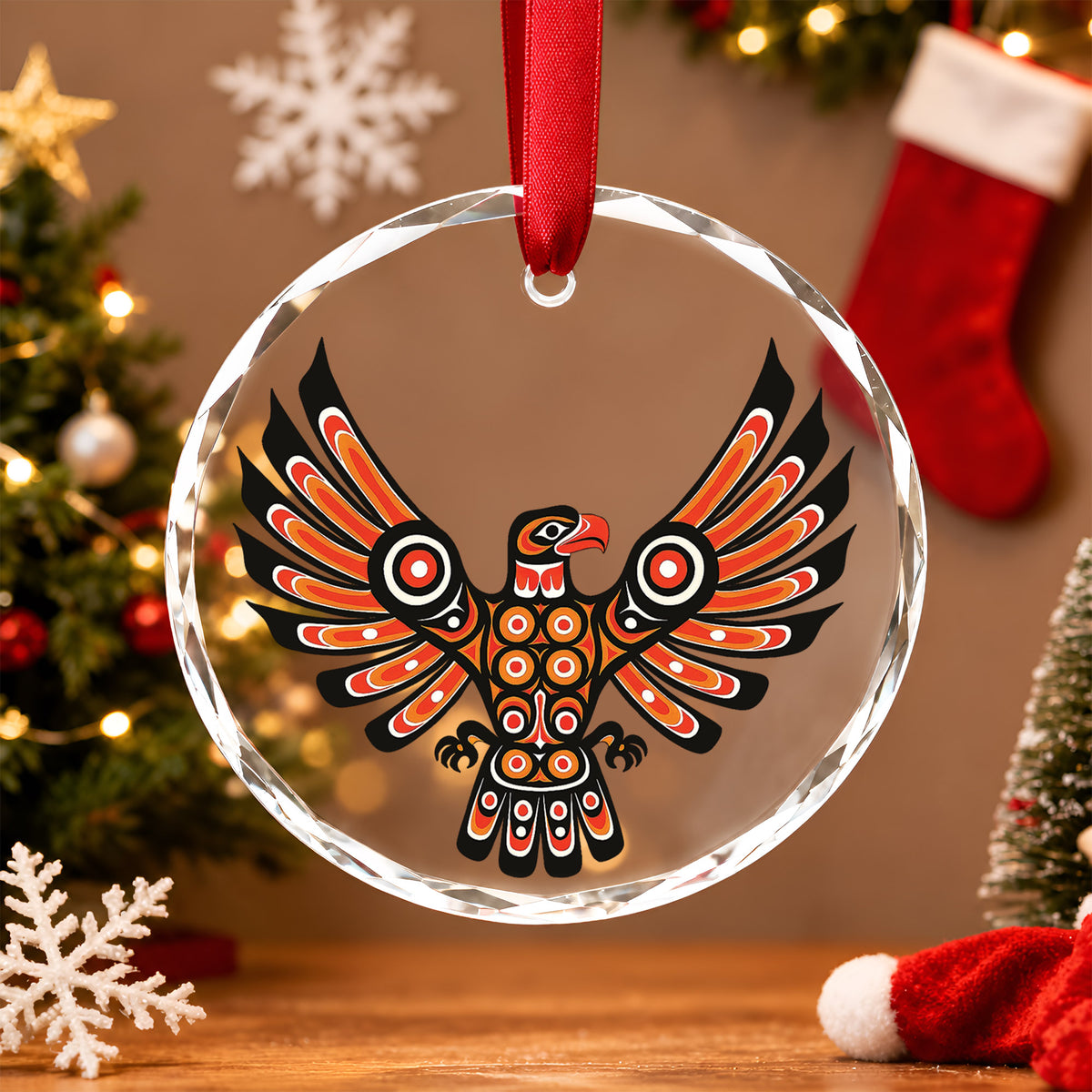 Pacific Eagle Art Glass Christmas Ornament