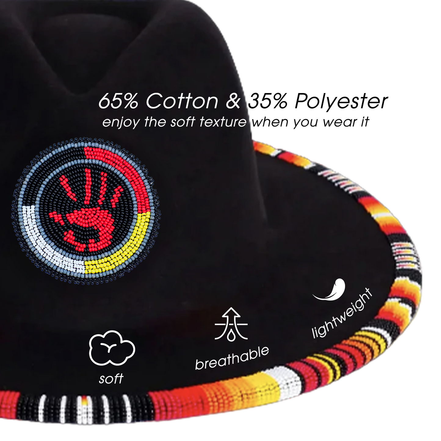 MMIW Fedora Hatband for Men Women Beaded Brim with Native American Style
