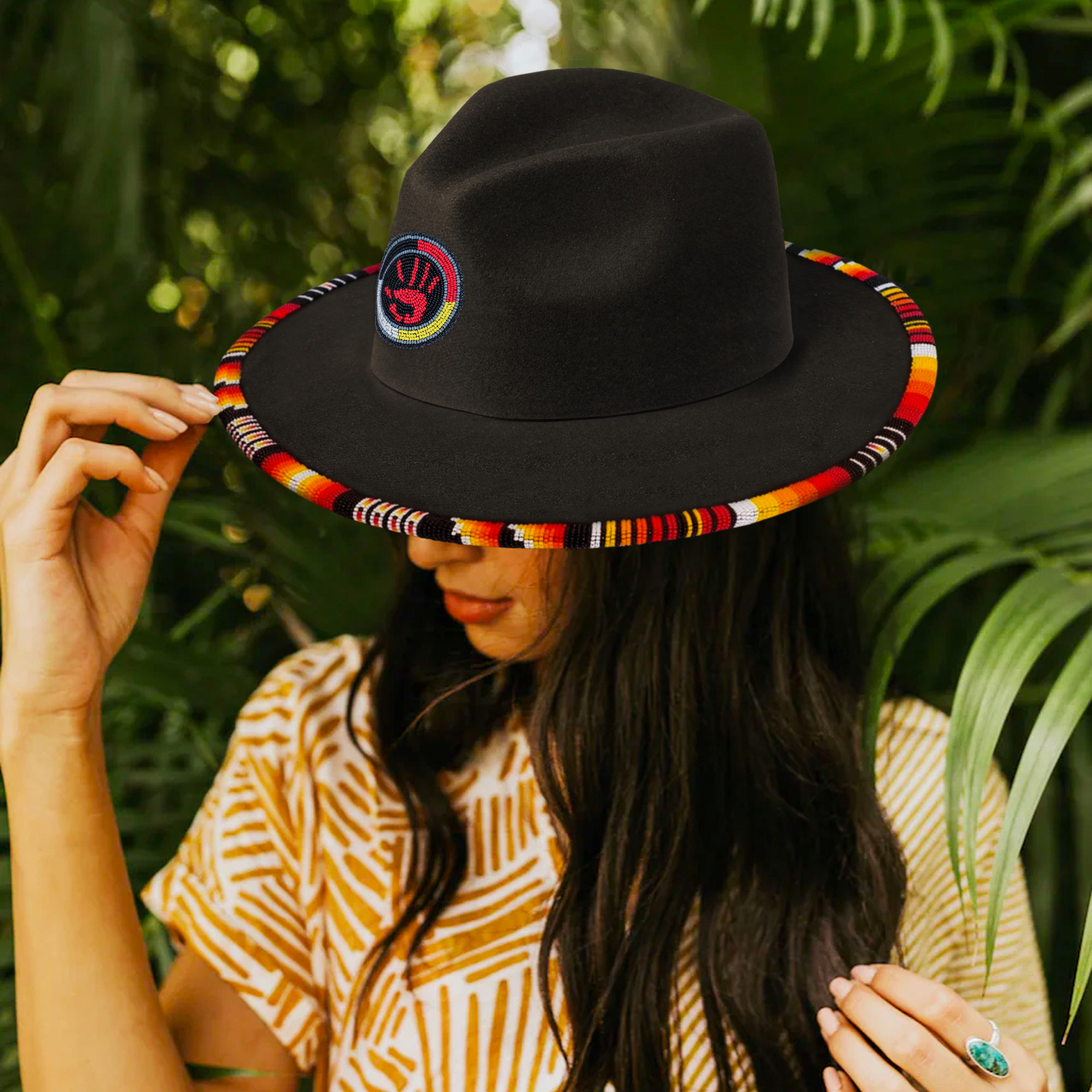 MMIW Fedora Hatband for Men Women Beaded Brim with Native American Style
