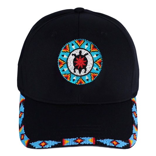 Blue Turtle Baseball Cap With Patch And Brim Cotton Unisex Native American Style