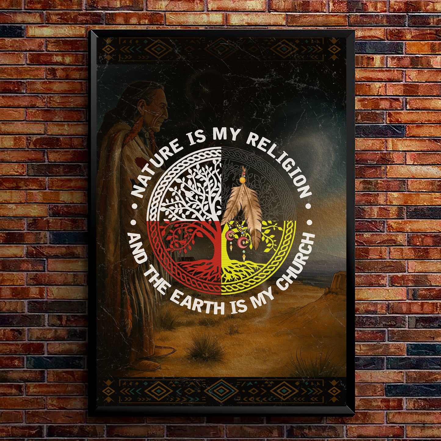 Nature & Earth Quote - Tree/Feather Wheel Graphic Poster/Canvas