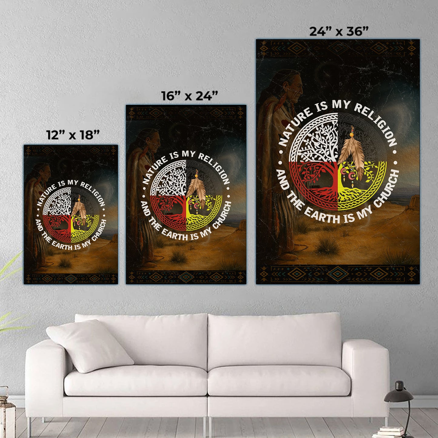 Nature & Earth Quote - Tree/Feather Wheel Graphic Poster/Canvas
