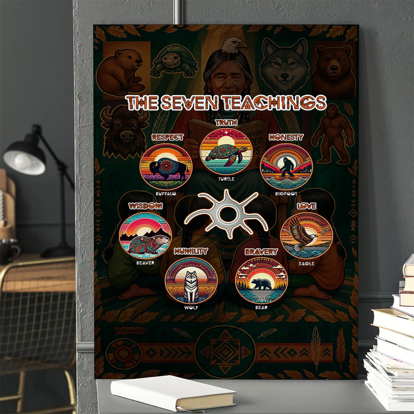 The Seven Sacred Laws Animal Symbols Indigenous Poster/Canvas