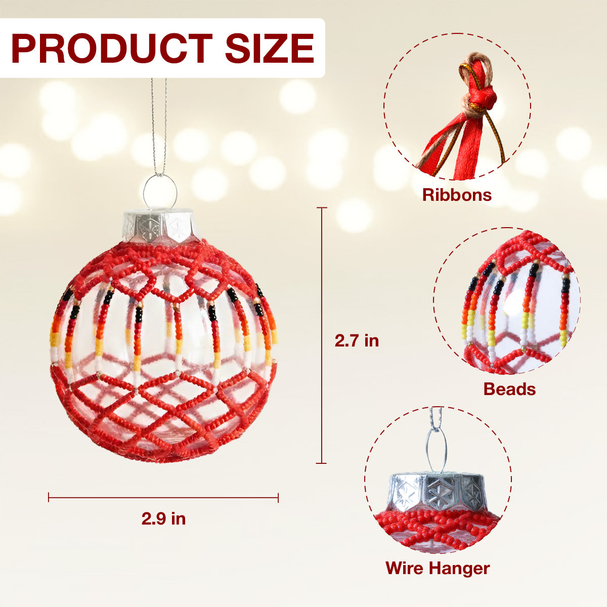 Green Beaded Handmade Ornament Holiday Decor Gifts