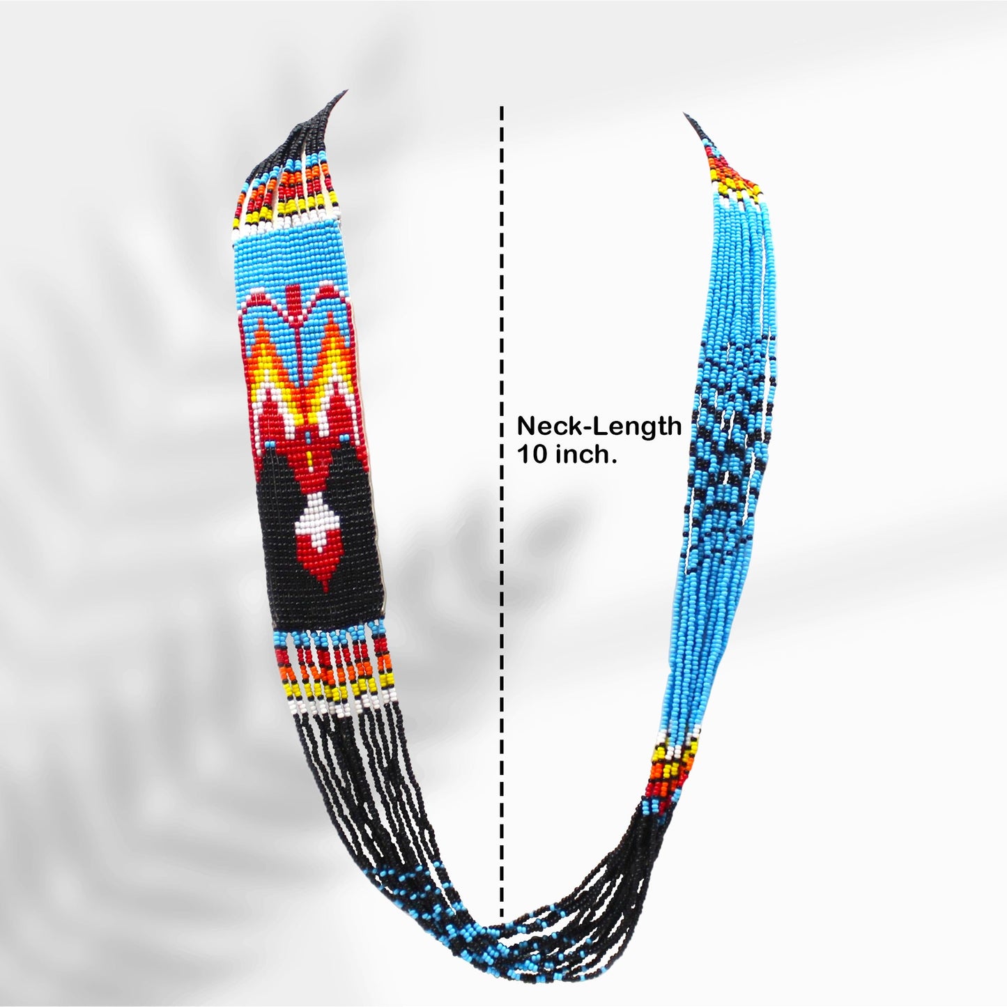 Handmade Necklace Earrings Set Layered Seed Beaded (Blue Eagle)