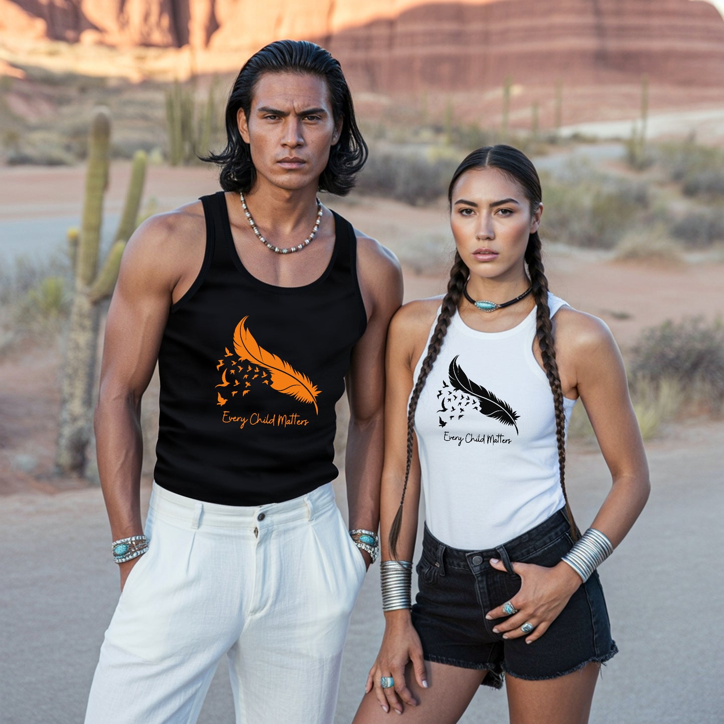 Every Child Matters Feather Flying Birds Design For Orange Shirt Day Unisex Tank Top