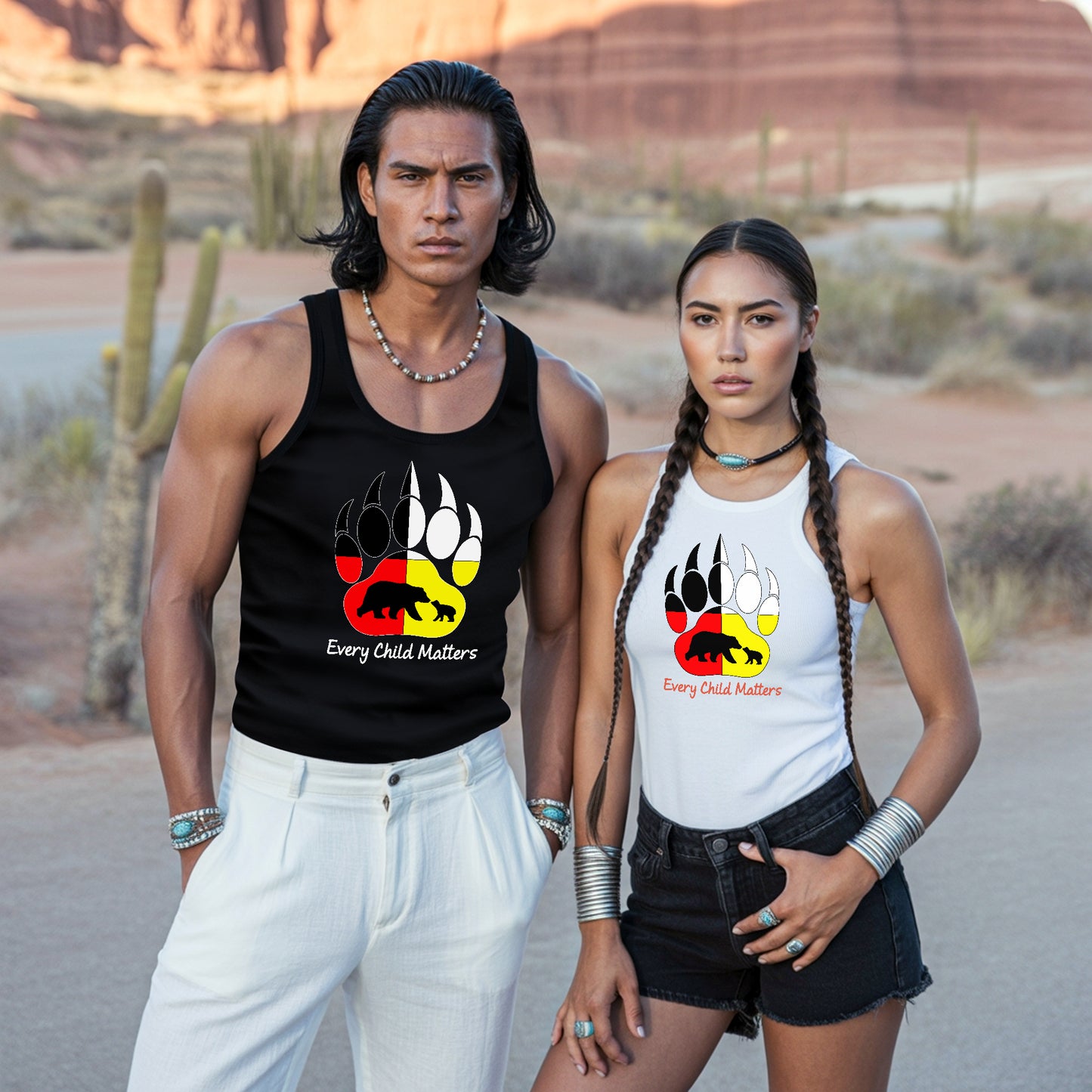 Every Child Matters Bear Paw Indigenous Pride Unisex Tank Top