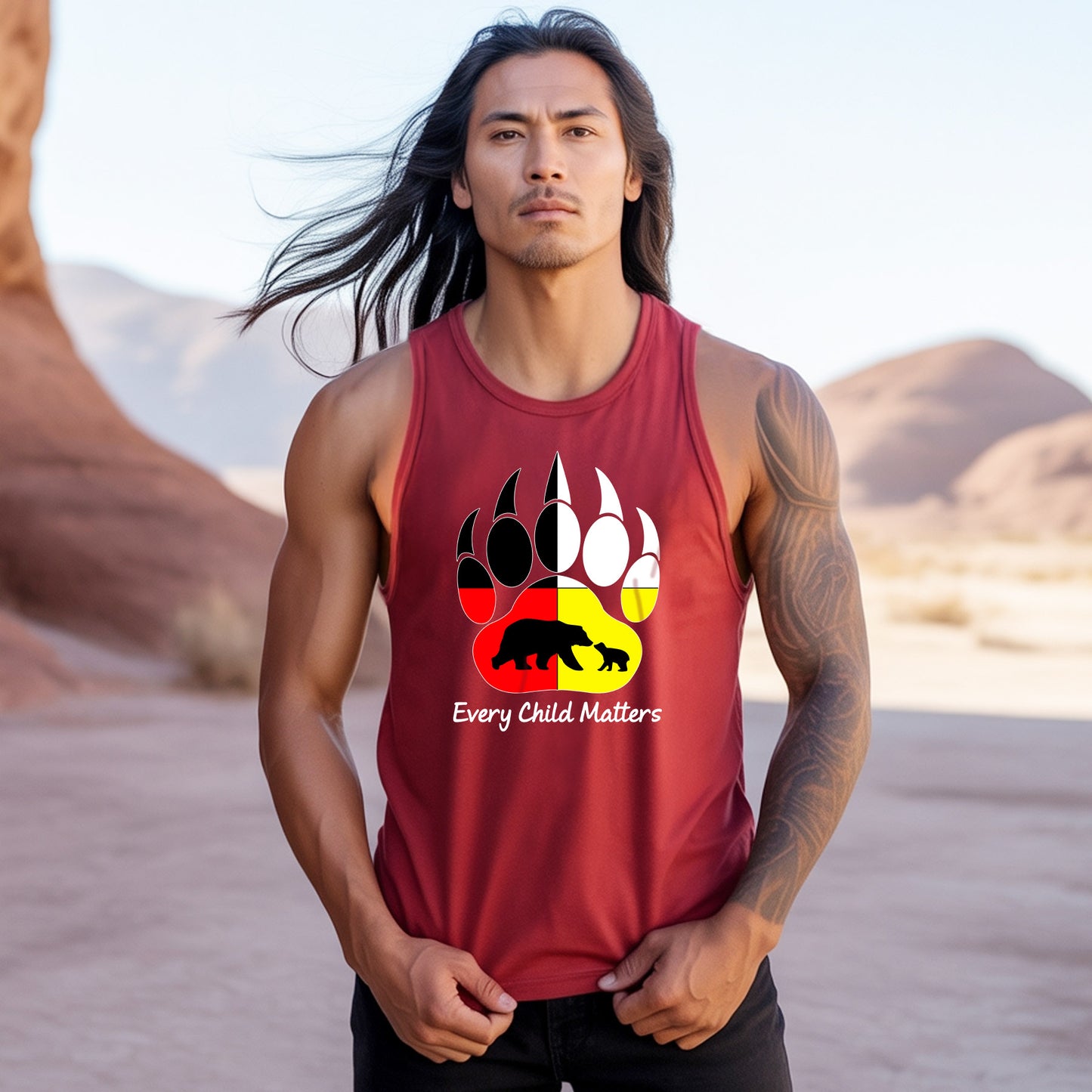 Every Child Matters Bear Paw Indigenous Pride Unisex Tank Top