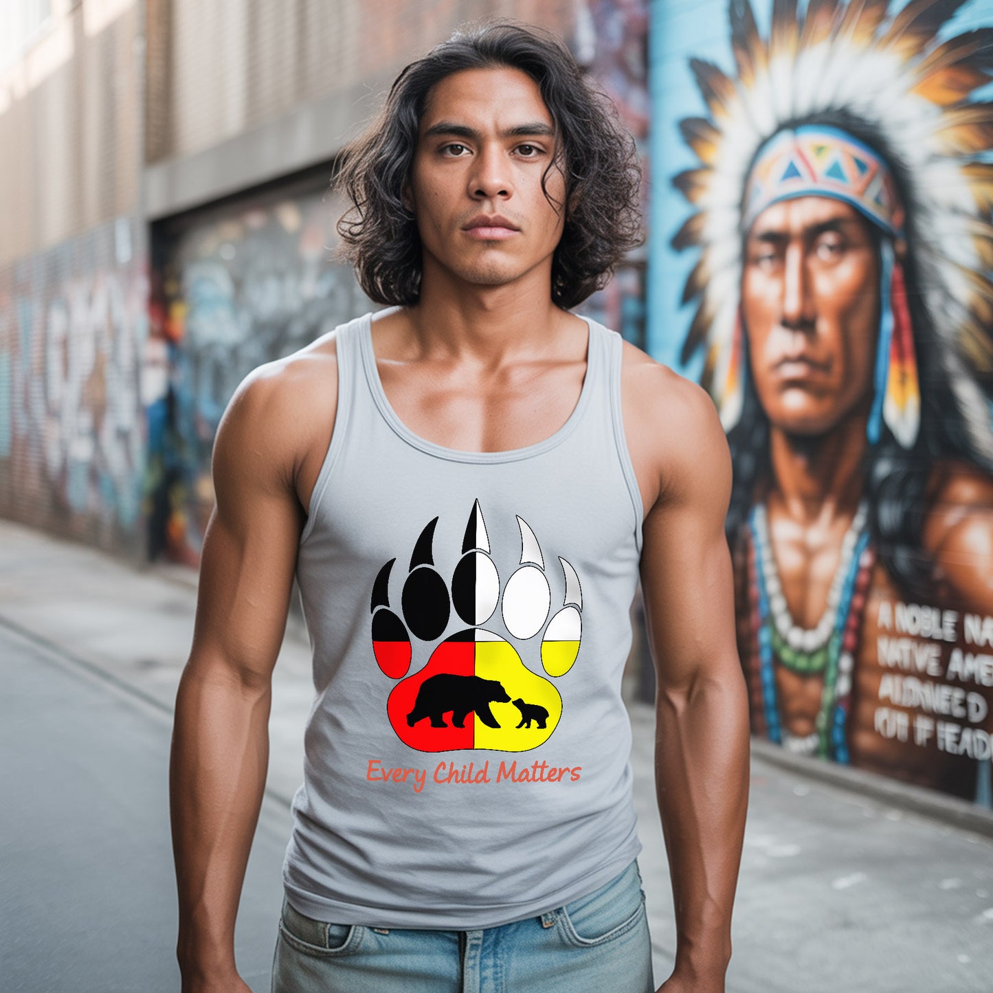 Every Child Matters Bear Paw Indigenous Pride Unisex Tank Top