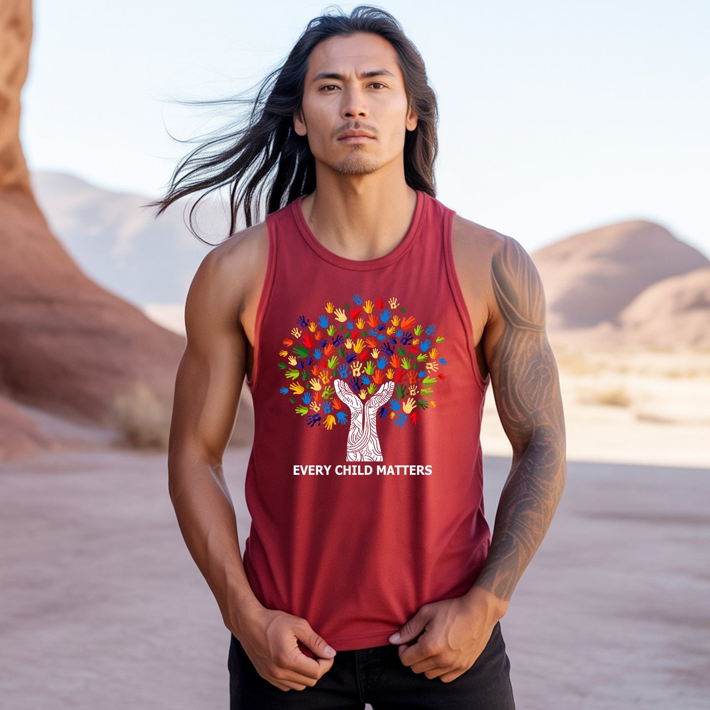 Every Child Matters Handprint Tree For Orange Shirt Day Unisex Tank Top
