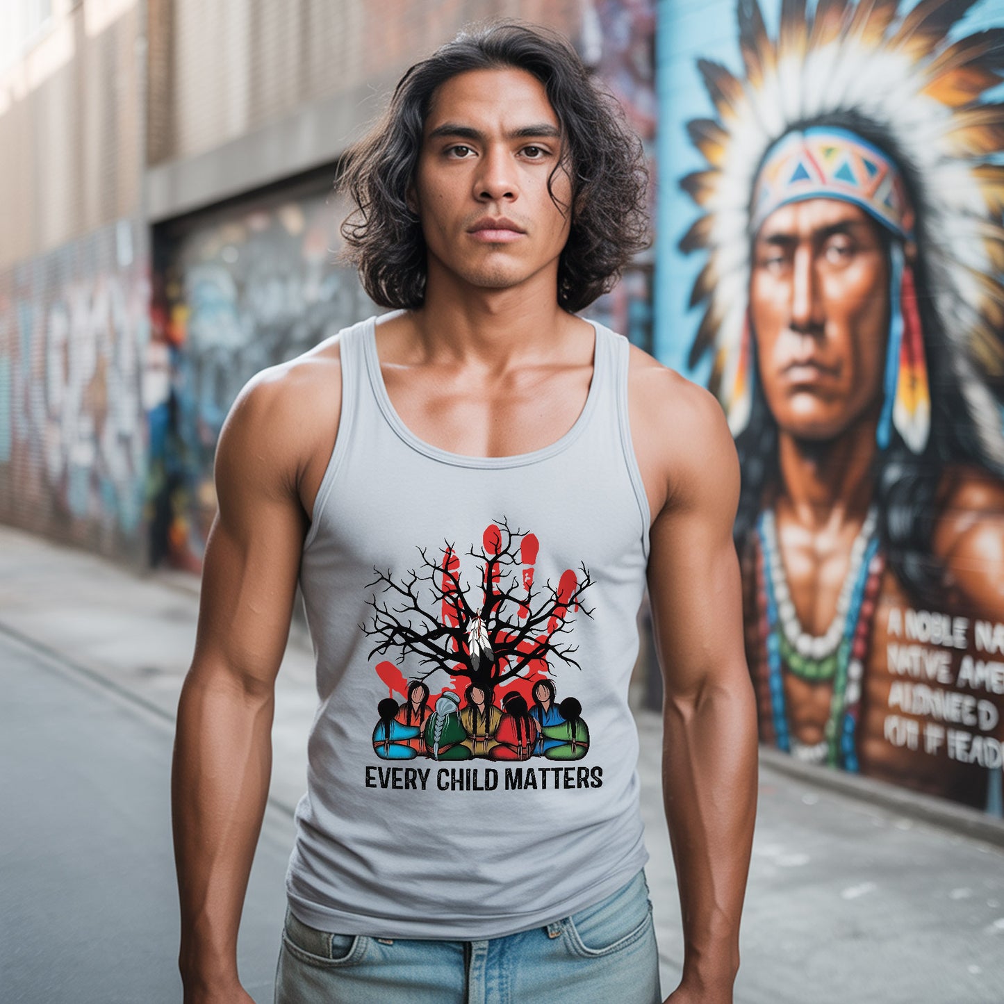 Every Child Matters Indigenous Roots Red Hand Design For Orange Shirt Day Unisex Tank Top