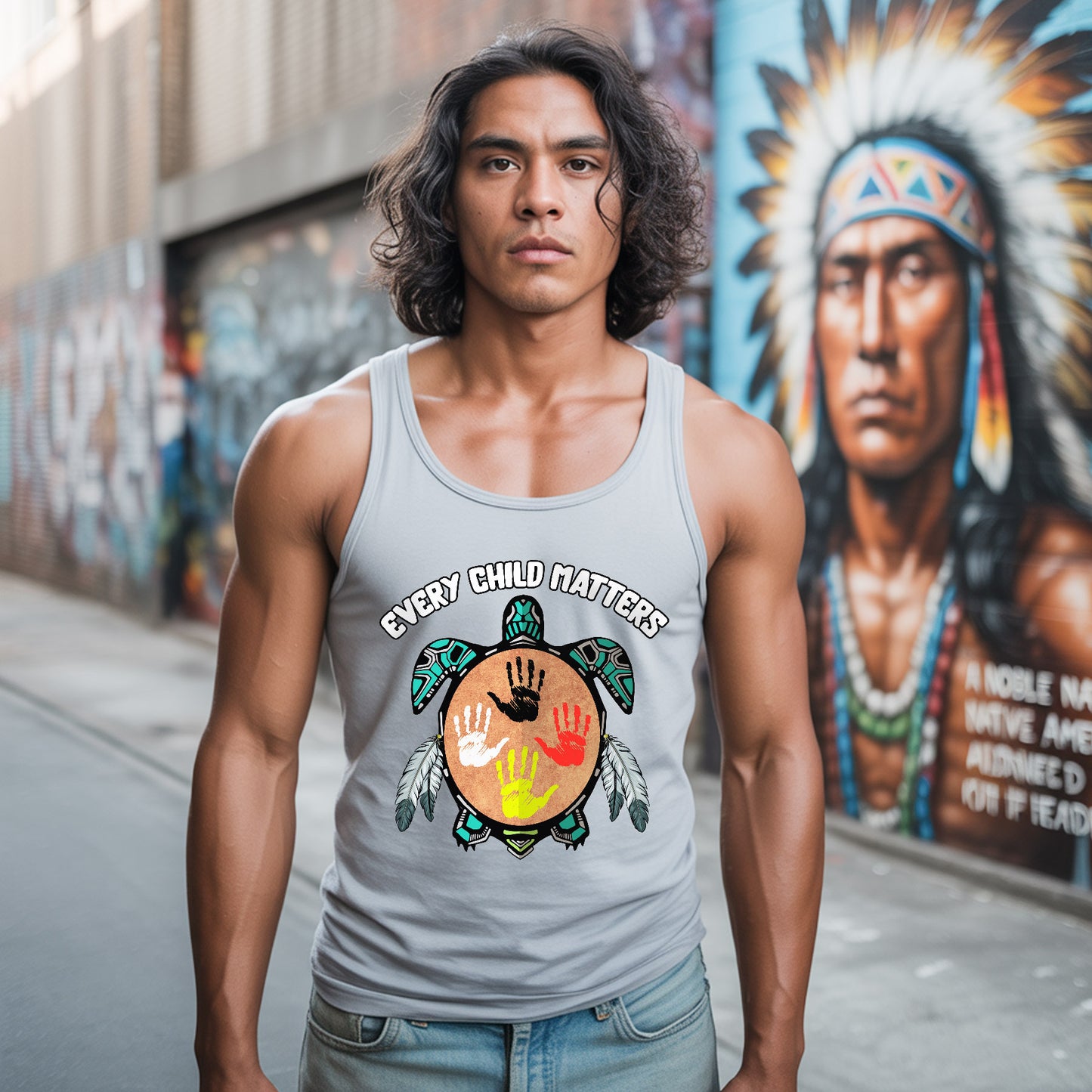 Every Child Matters Feather Hand Color On Turtle Unisex Tank Top