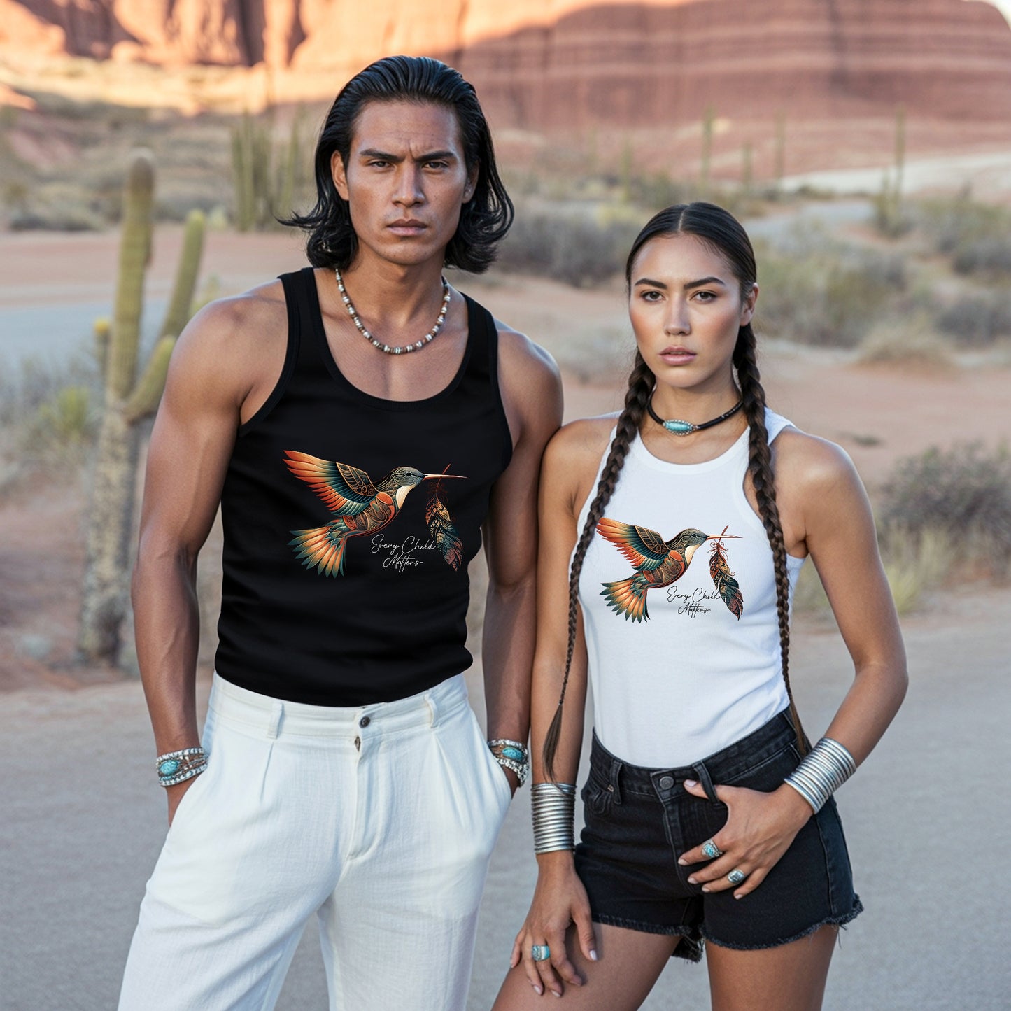 Every Child Matters Hummingbird Feather Native American Unisex Tank Top