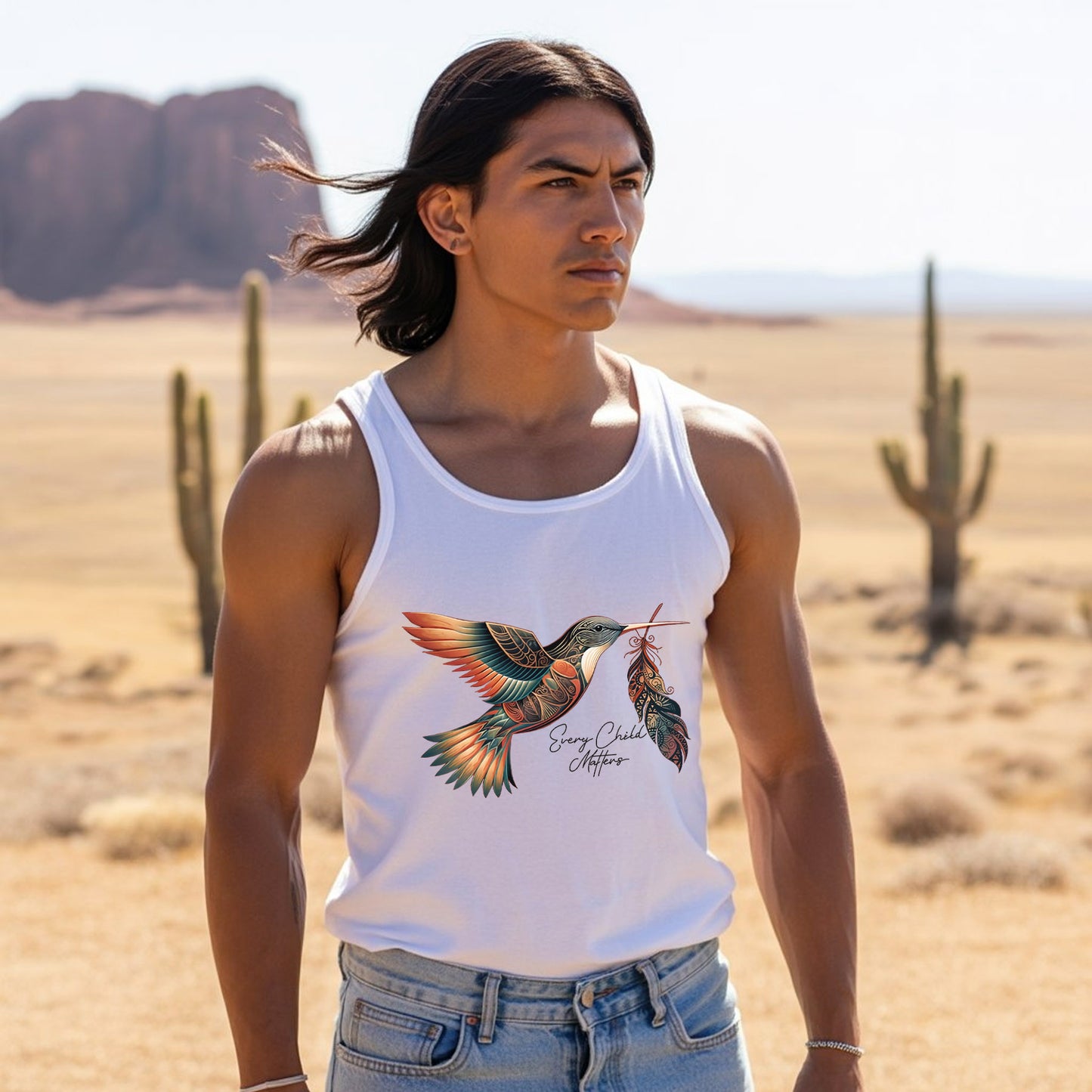 Every Child Matters Hummingbird Feather Native American Unisex Tank Top