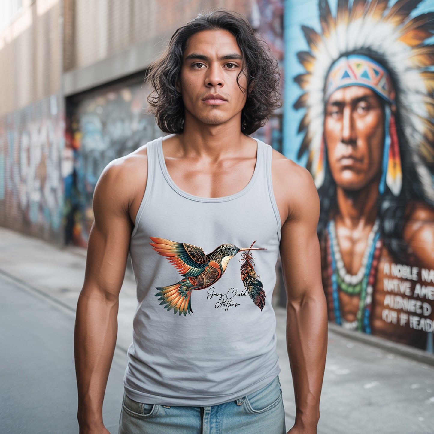 Every Child Matters Hummingbird Feather Native American Unisex Tank Top