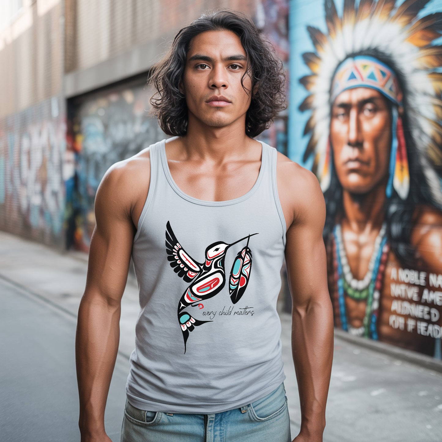 Every Child Matters Hummingbird With Feather Design Unisex Tank Top
