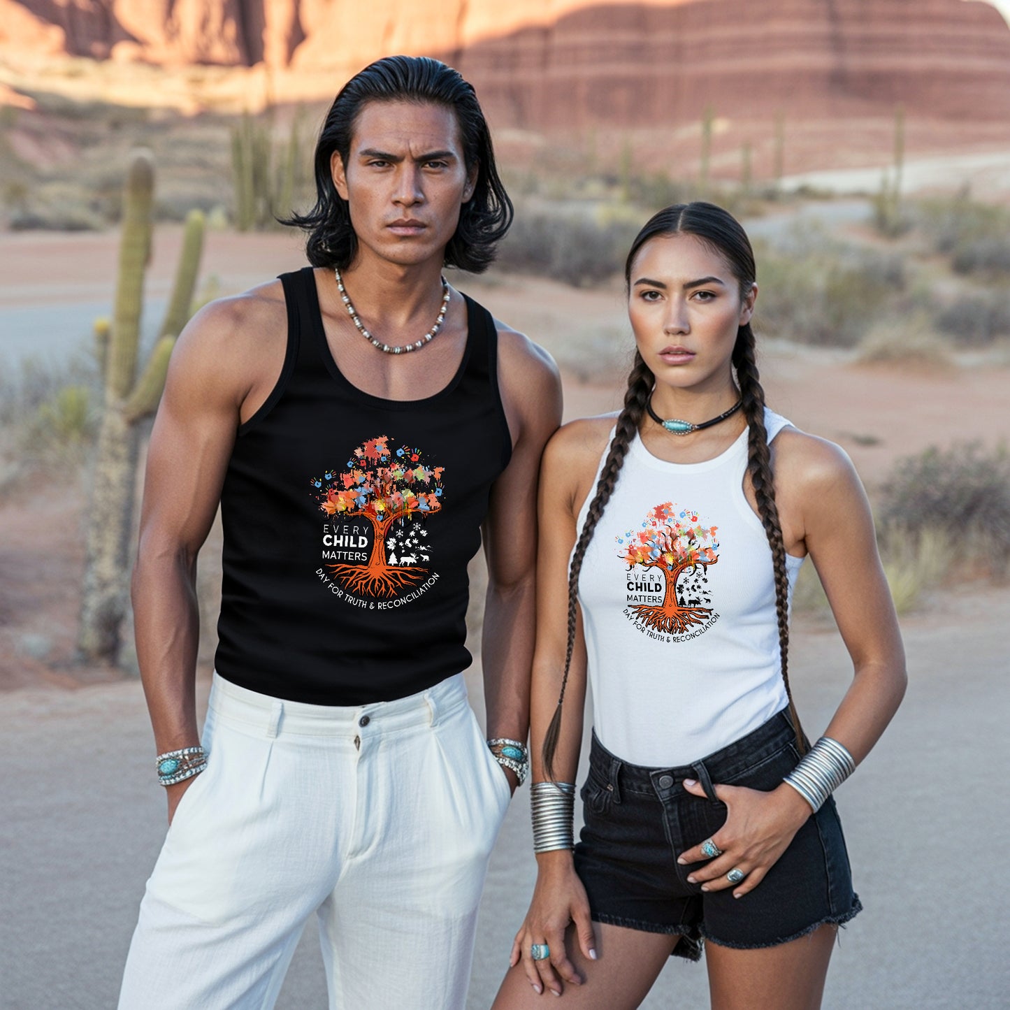 Every Child Matters Tree Of Life, Handprints Of Hope, And Healing Unisex Tank Top
