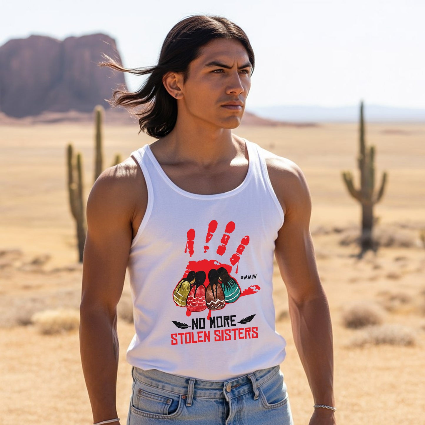 No More Stolen Sisters Red Handprint MMIW Awareness Unisex Tank Top