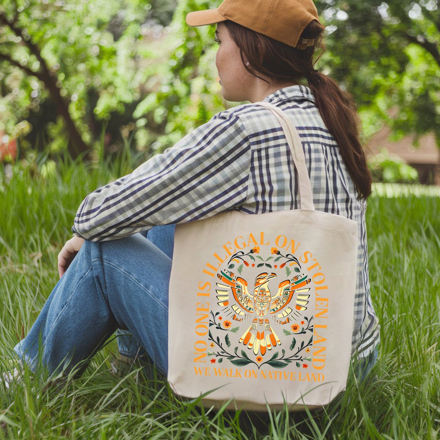 NO ONE IS ILLEGAL ON STOLEN LAND. WE WALK ON NATIVE LAND - Tote Bag S23