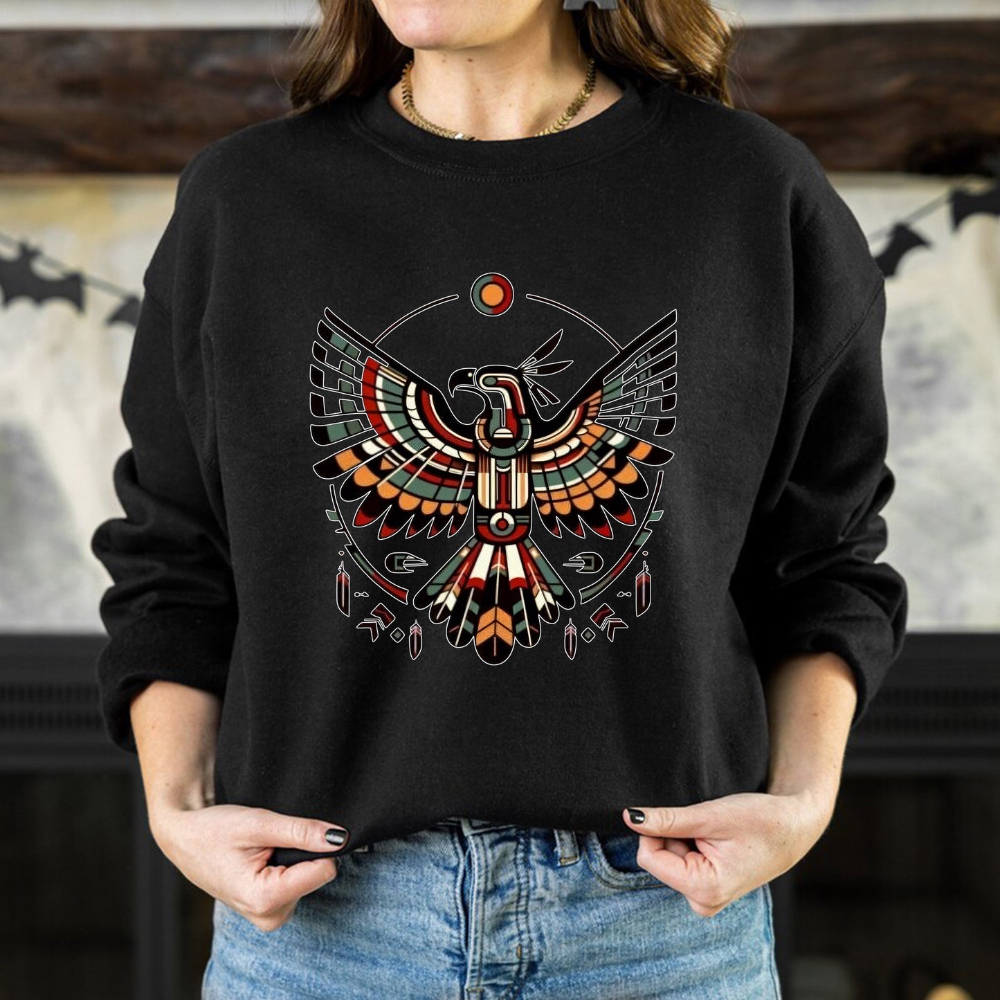 Sacred Thunderbird Spirit -Inspired Geometric Design Unisex T-Shirt/T-Shirt V-Neck/Hoodie/Sweatshirt