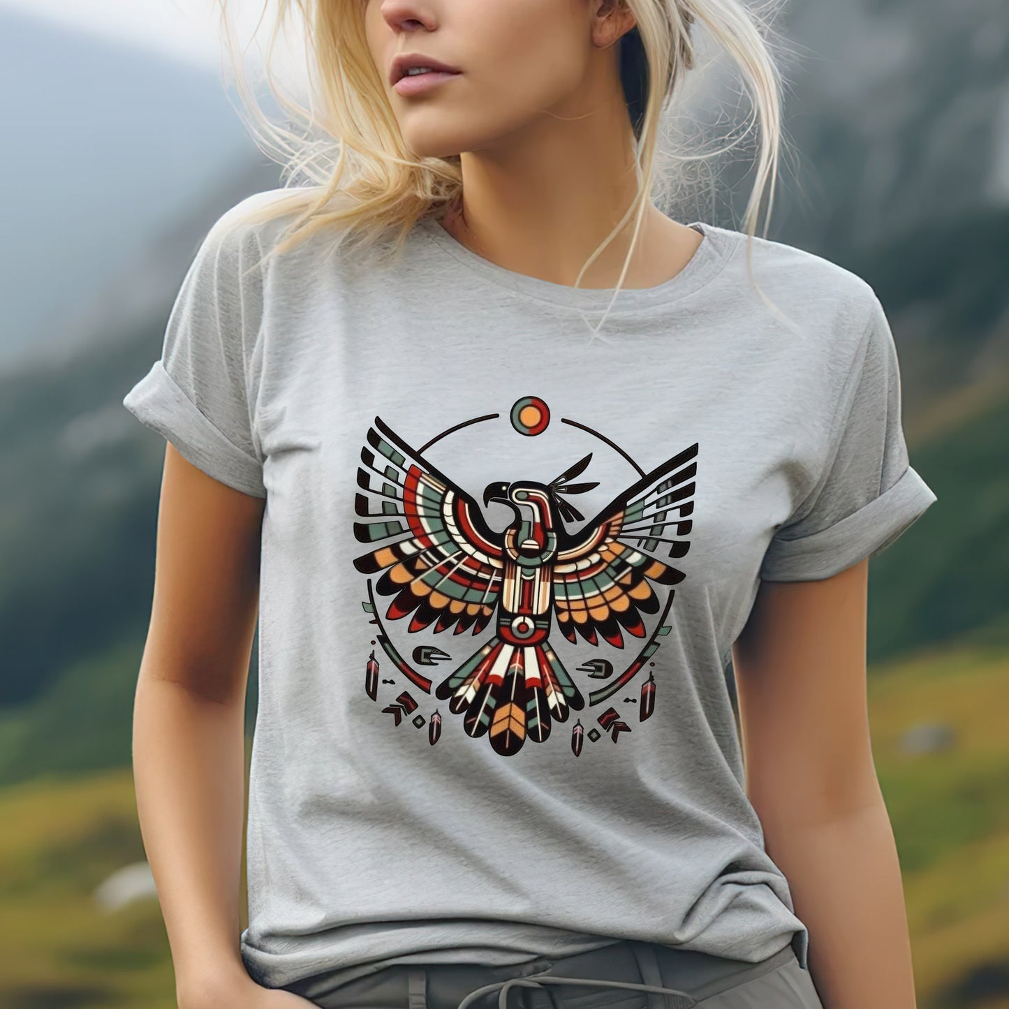 Sacred Thunderbird Spirit -Inspired Geometric Design Unisex T-Shirt/T-Shirt V-Neck/Hoodie/Sweatshirt