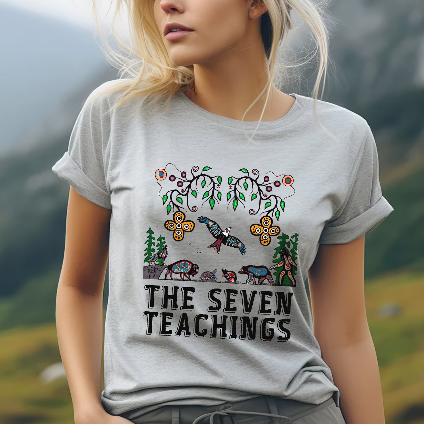 The Seven Teachings - Indigenous Animal Symbols Unisex T-Shirt/T-Shirt V-Neck/Hoodie/Sweatshirt