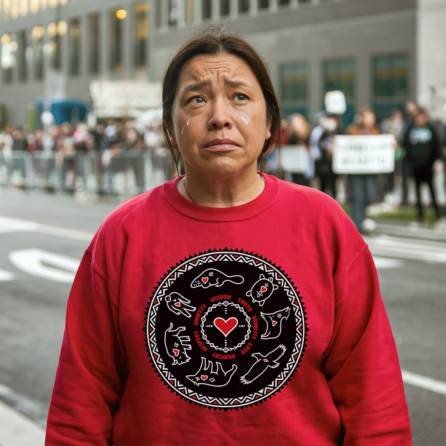 Seven Teachings Circle - Heart & Animal Symbols Unisex T-Shirt/T-Shirt V-Neck/Hoodie/Sweatshirt