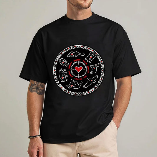 Seven Teachings Circle - Heart & Animal Symbols Unisex T-Shirt/T-Shirt V-Neck/Hoodie/Sweatshirt