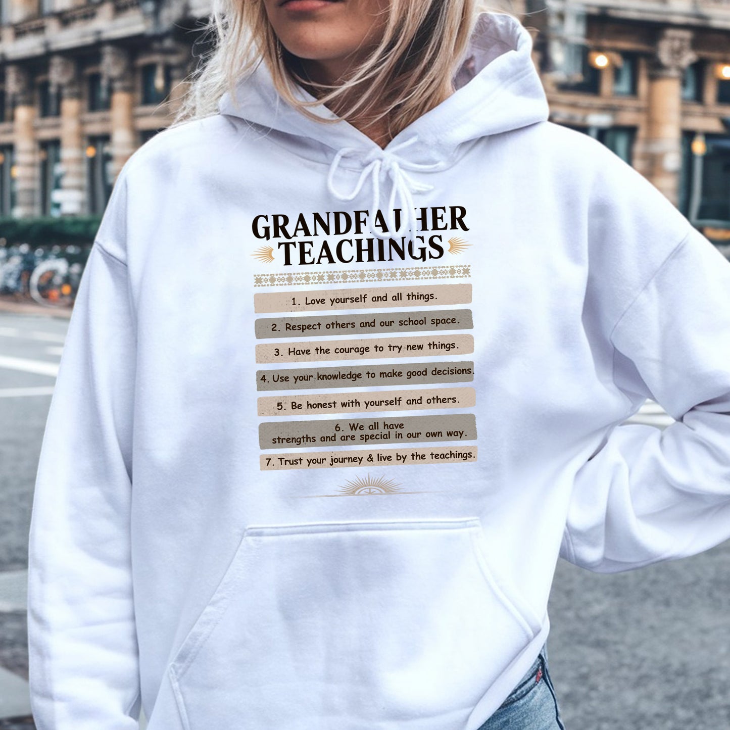 Grandfather Teachings - 7 Guiding Principles Unisex T-Shirt/T-Shirt V-Neck/Hoodie/Sweatshirt