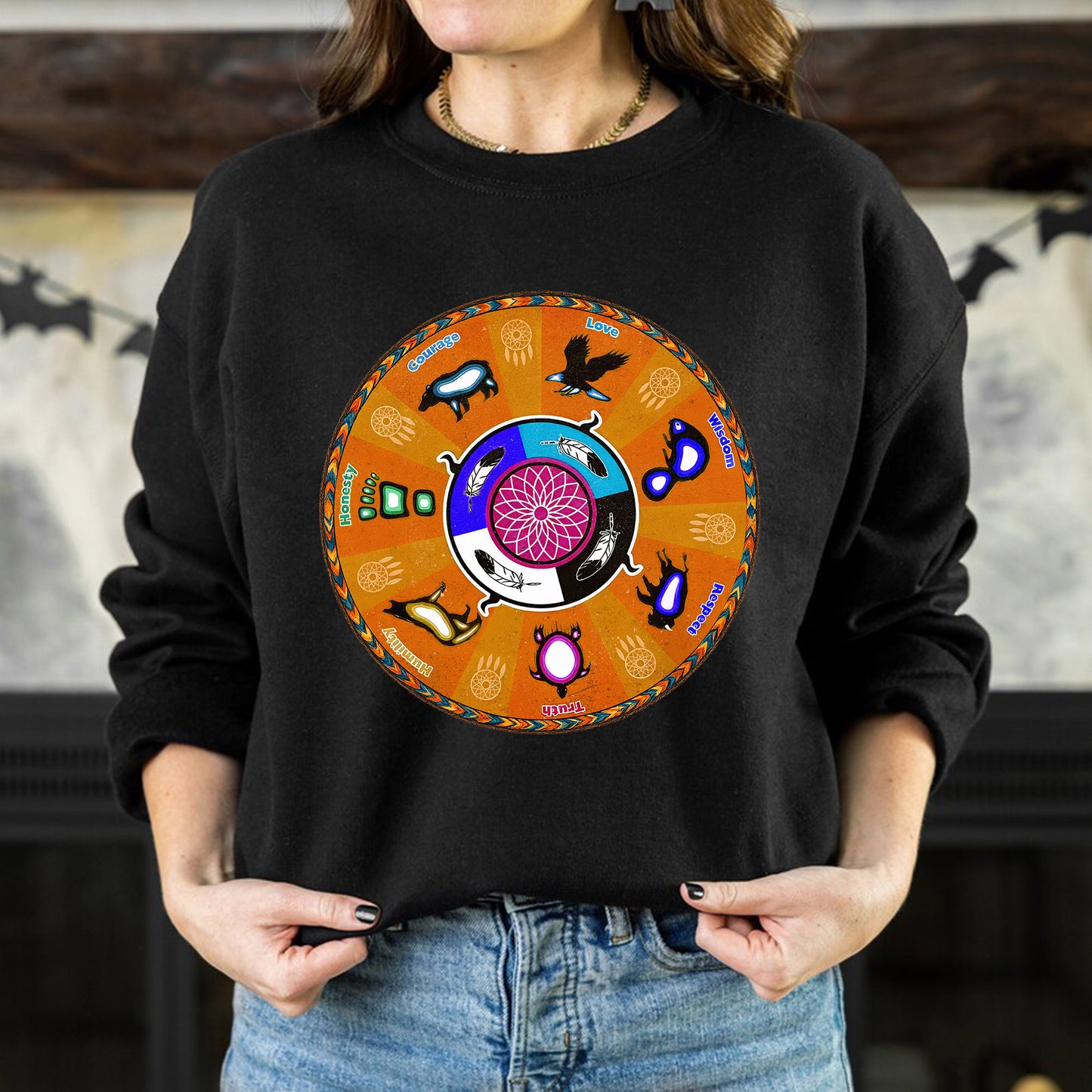 The Seven Grandfather Teachings - Medicine Wheel Graphic Unisex T-Shirt/T-Shirt V-Neck/Hoodie/Sweatshirt