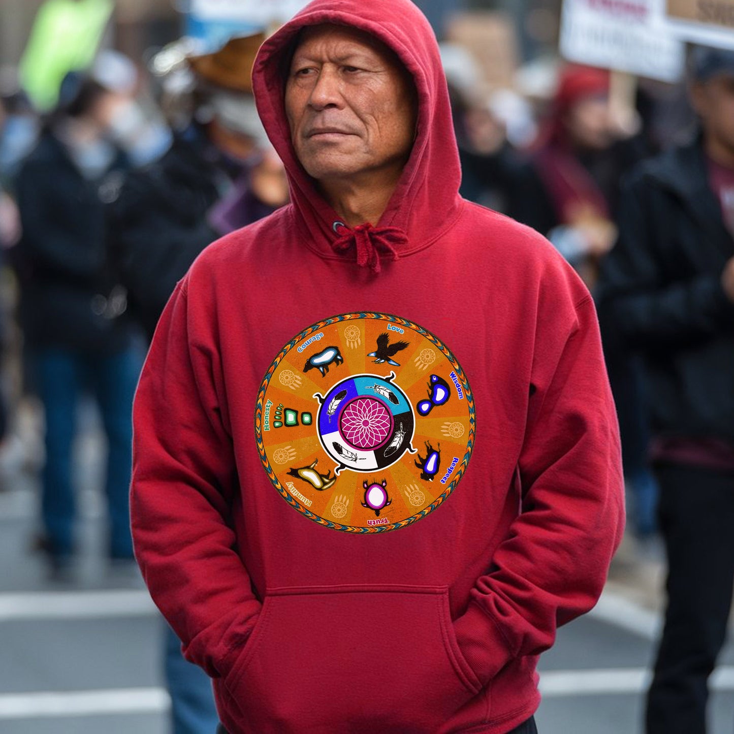 The Seven Grandfather Teachings - Medicine Wheel Graphic Unisex T-Shirt/T-Shirt V-Neck/Hoodie/Sweatshirt
