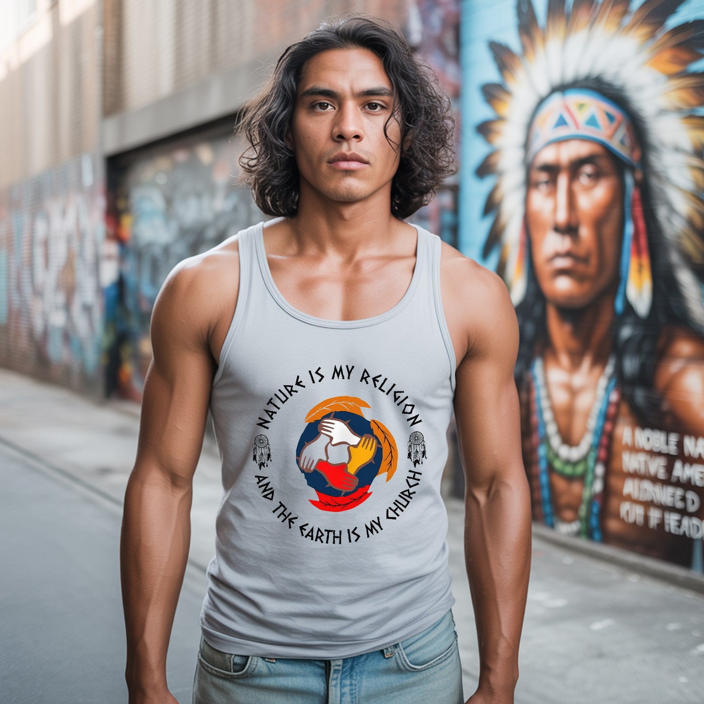 Nature Is My Religion, The Earth Is My Church - Unity Hands & Feathers Unisex Tank Top