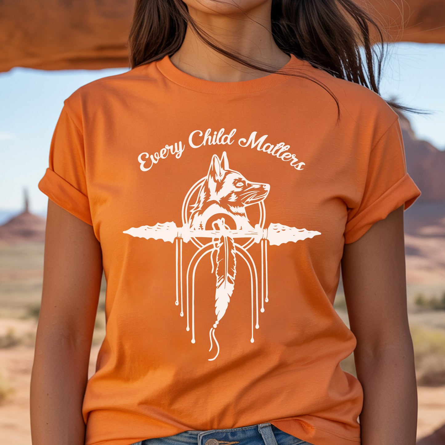 Every Child Matters Wolf and Feather Illustration Unisex T-Shirt/Hoodie/Sweatshirt