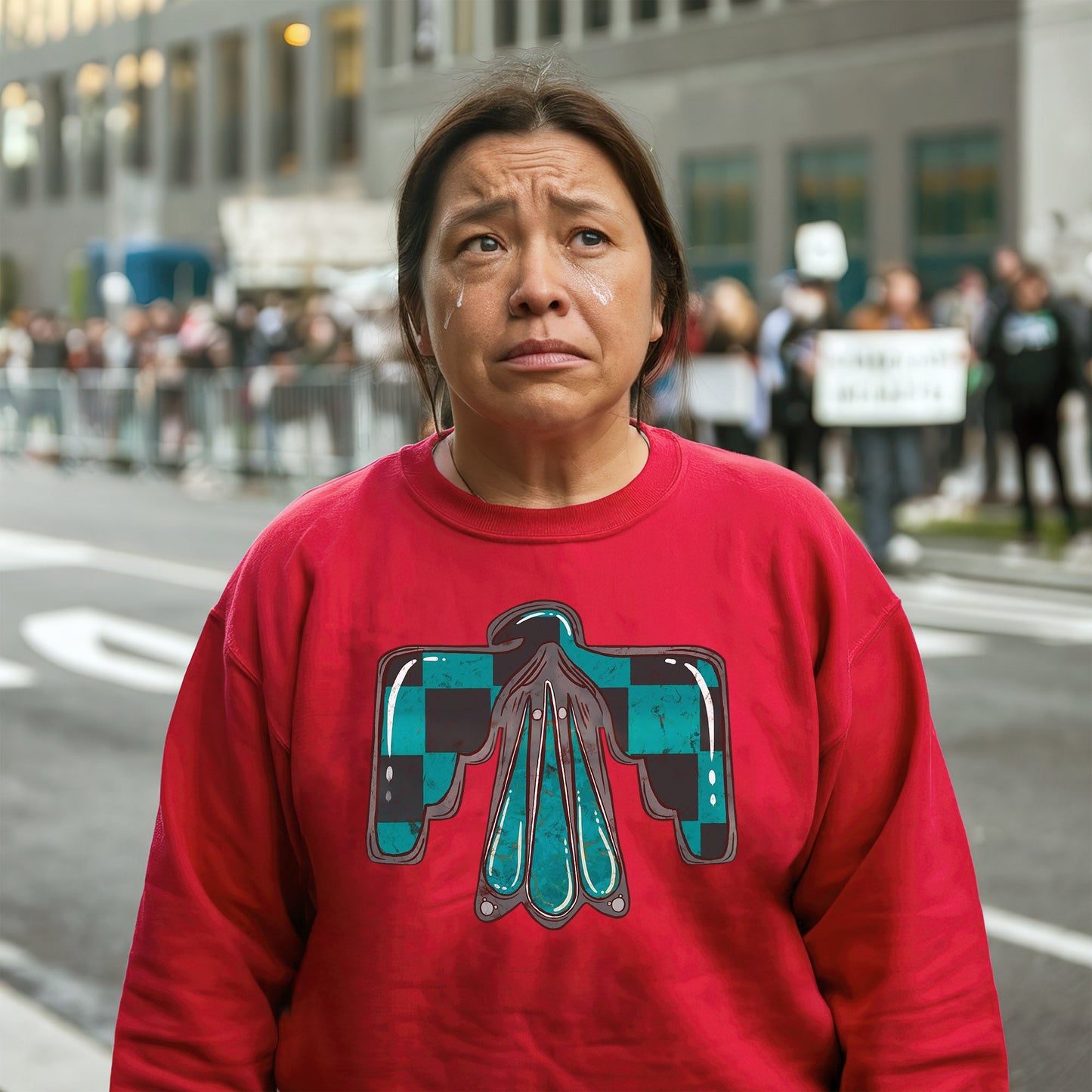 Thunderbird Protection Symbol – Turquoise Distressed Unisex T-shirt/V-neck T-shirt /Hoodie/Sweatshirt