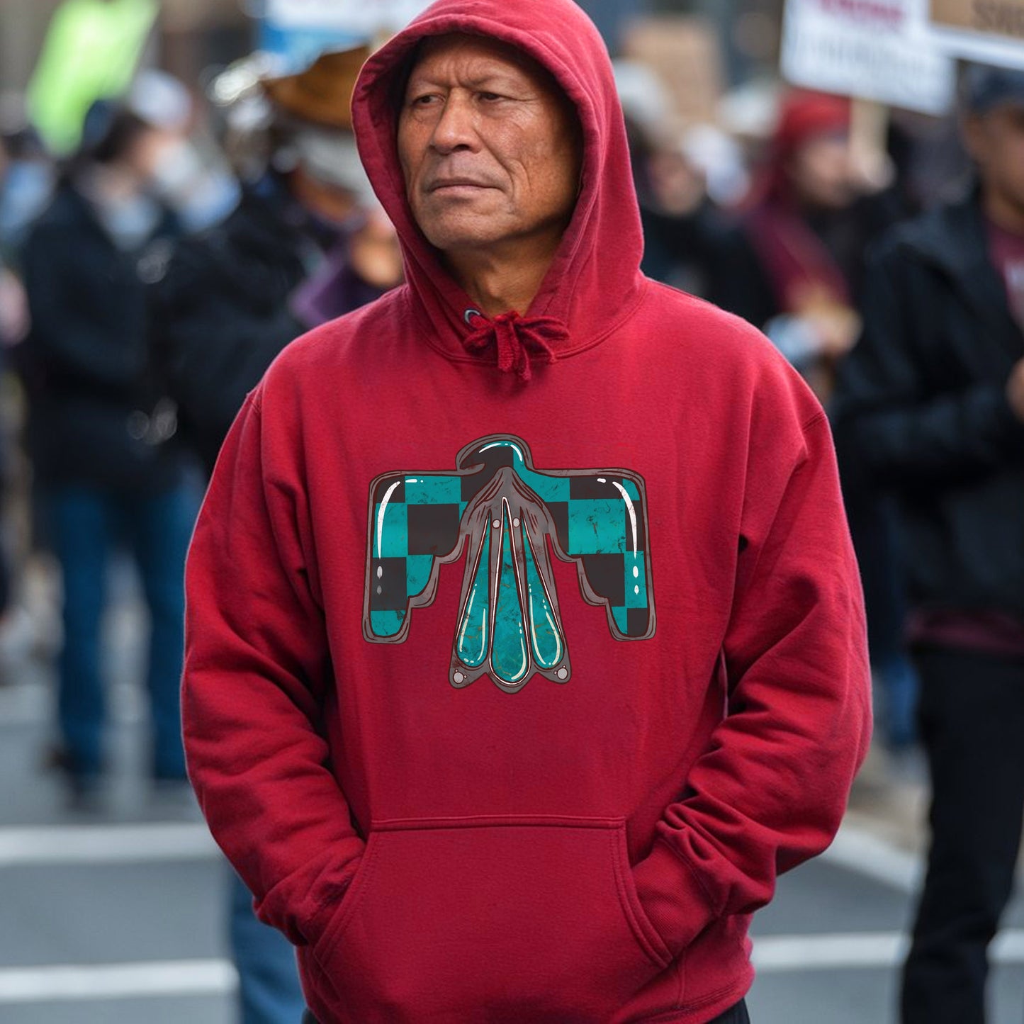 Thunderbird Protection Symbol β Turquoise Distressed Unisex T-Shirt/T-Shirt V-Neck/Hoodie/Sweatshirt