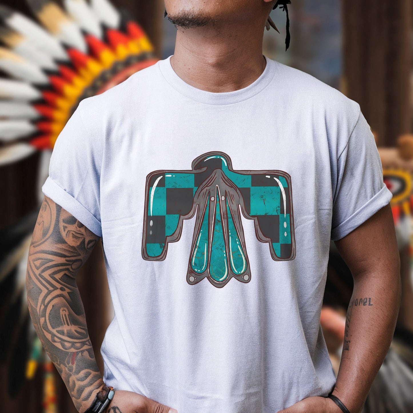 Thunderbird Protection Symbol β Turquoise Distressed Unisex T-Shirt/T-Shirt V-Neck/Hoodie/Sweatshirt